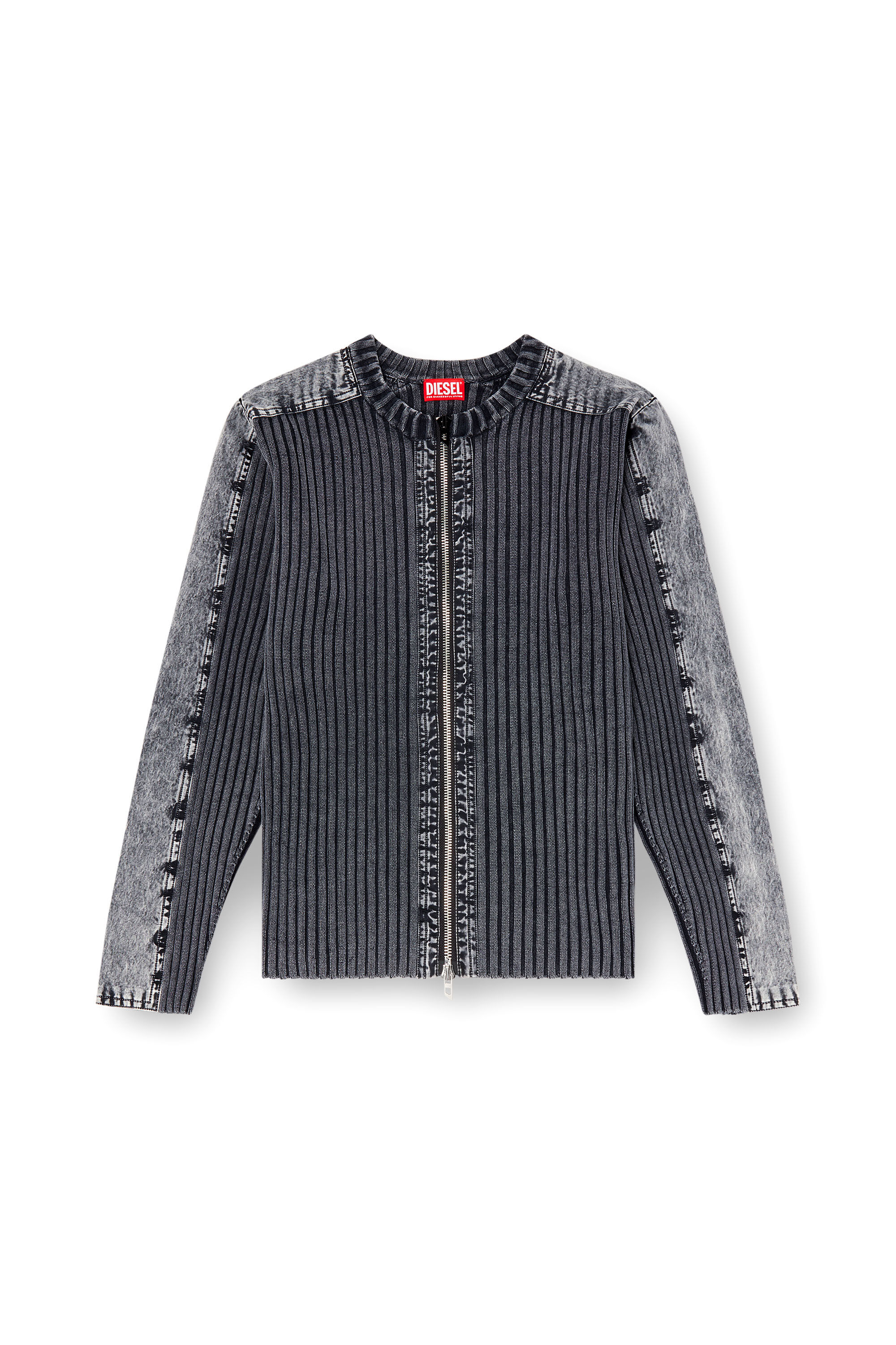 Diesel - K-MATTY, Male's Zip-up cardigan with contrast panels in ダークグレー - 2