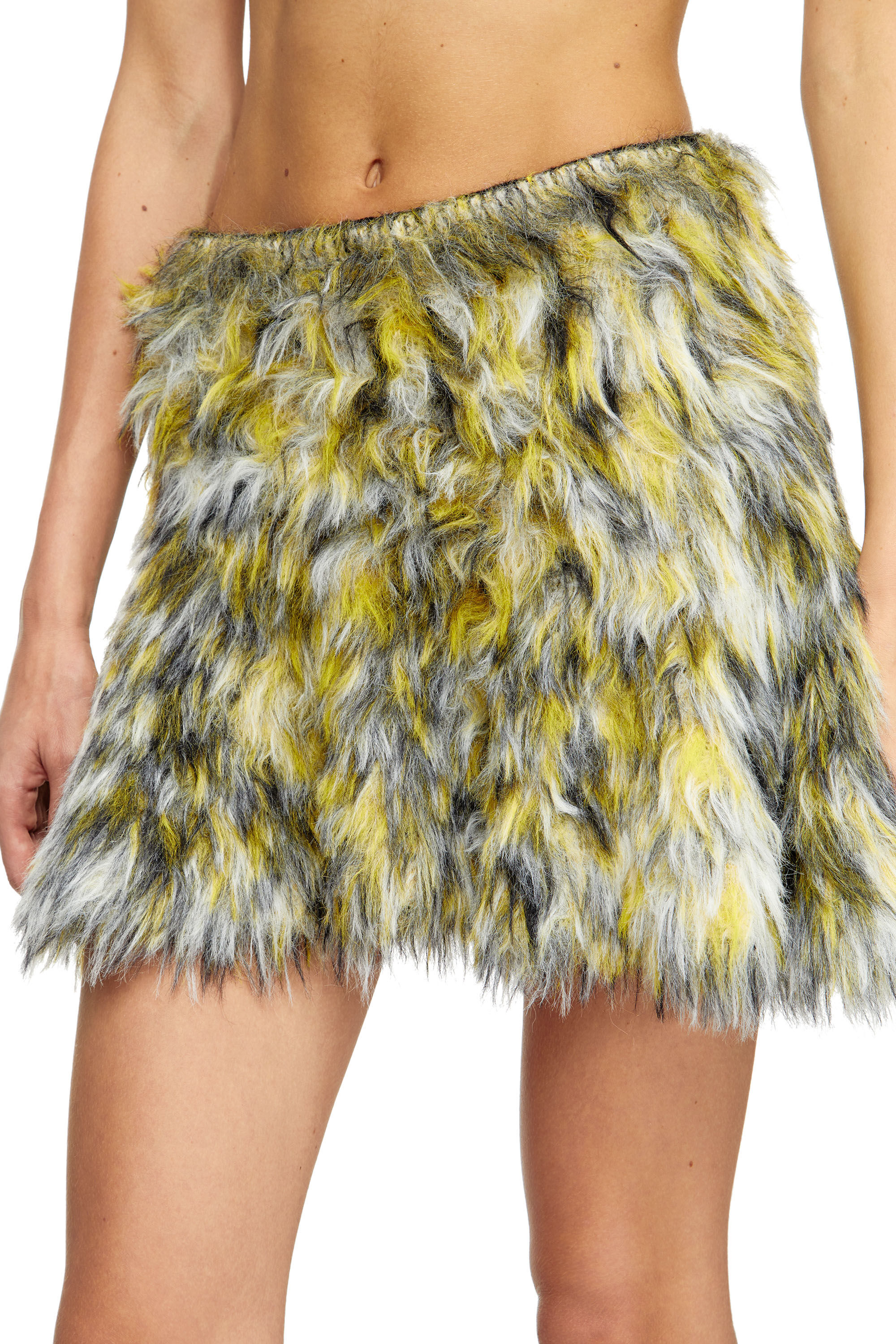 Diesel - M-ASTRELLA, Female's Mini skirt in fluffy jacquard knit in ブラック/イエロー - 4