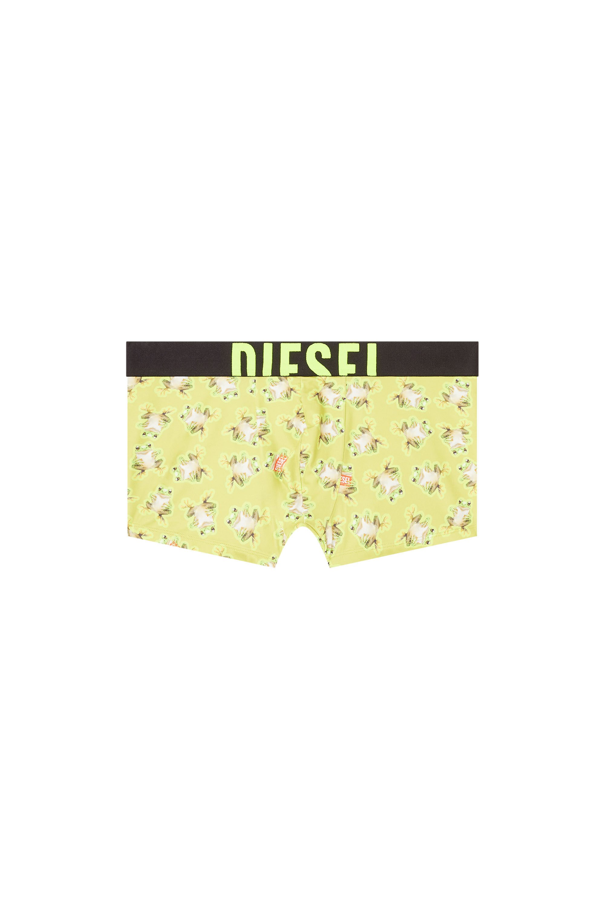 Diesel - DAMIEN-D-POP-40, Male's Herren-Boxershorts mit durchgehendem Animal-Print für einen verspielten Akzent. Abgeschlossen mit einem 4 cm breiten elastischen Jacquard-Bund, der mit einem auffälligen Diesel-Logo versehen ist. Die weiche Strickkonstruktion bietet Bewegungsfreiheit und einen stützenden Sitz. in グリーン - 2