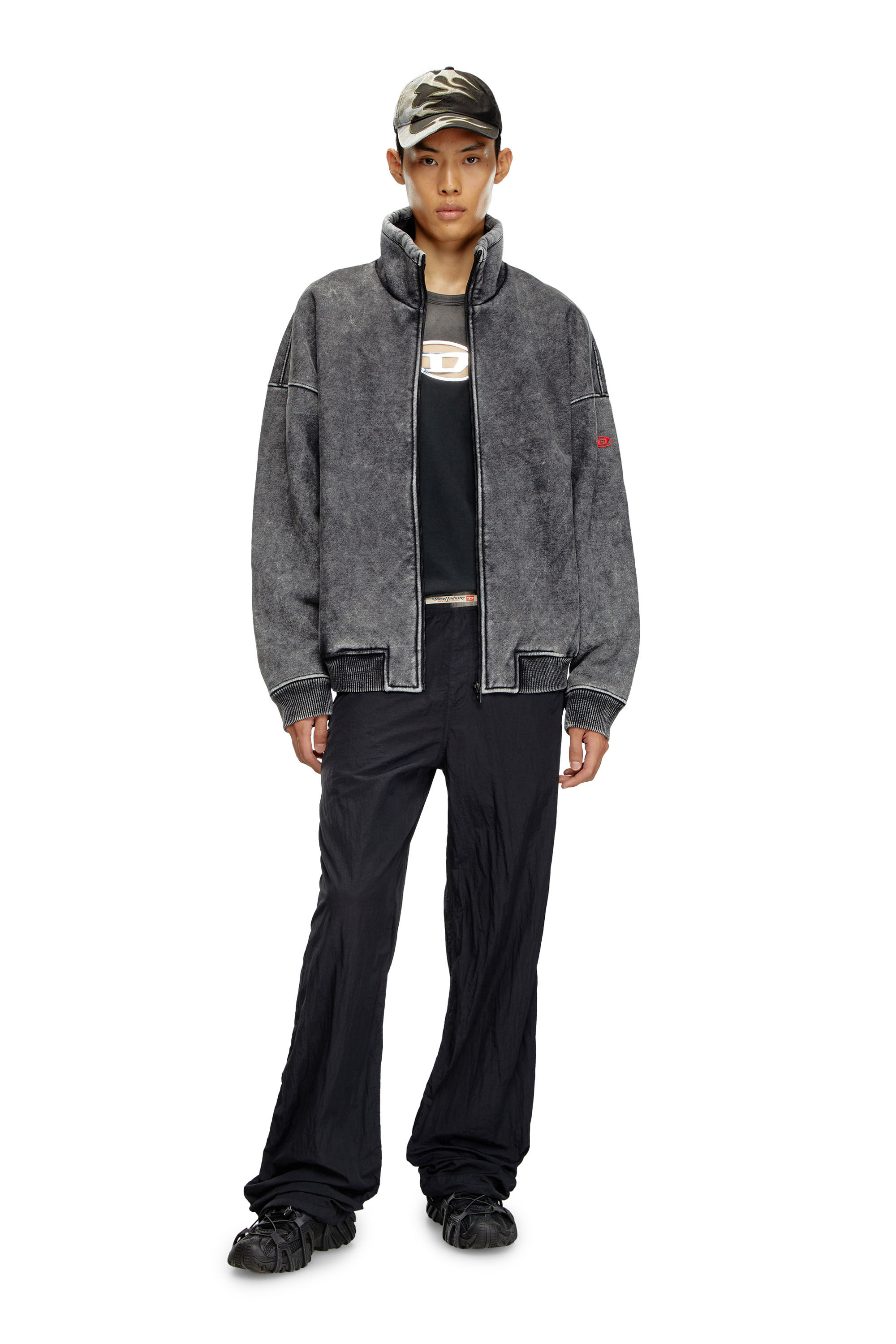 Diesel - S-BATEL, Male's Jacket in teddy-bonded jersey in ブラック - 1