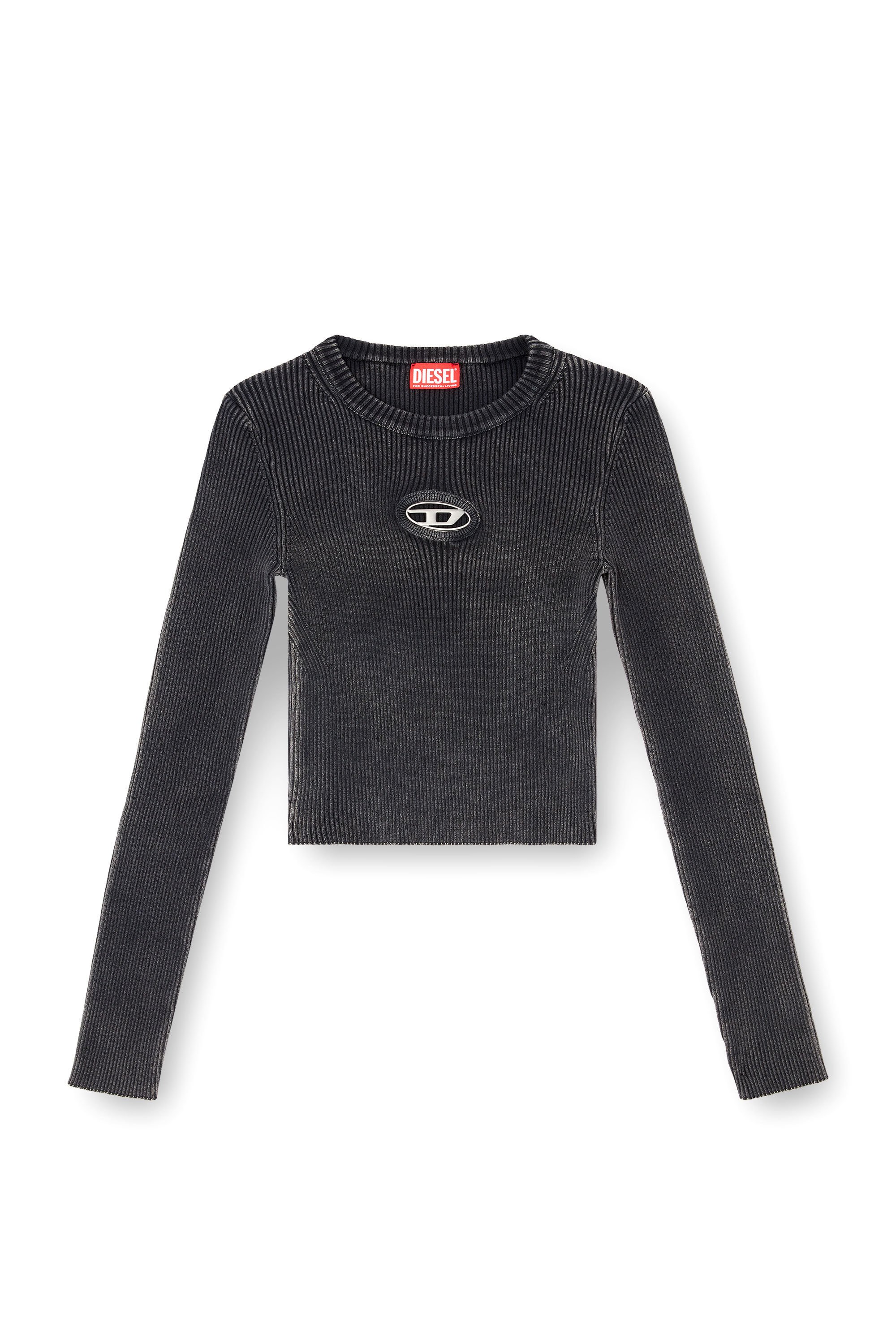 Diesel - M-ANCHOR-A, Female's Cropped jumper with cut-out logo in ブラック - 2