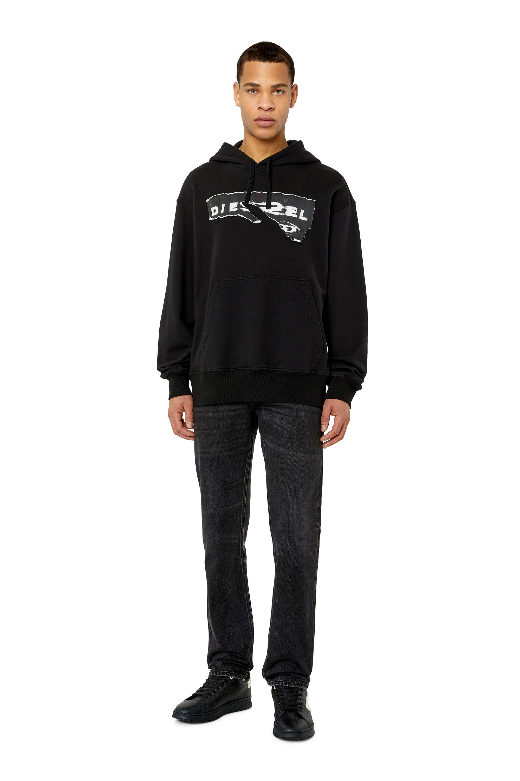 Diesel - S-ATHENE LOW, Male's カウレザー ローカットスニーカー - S-Athene Low in ブラック/ホワイト - 1
