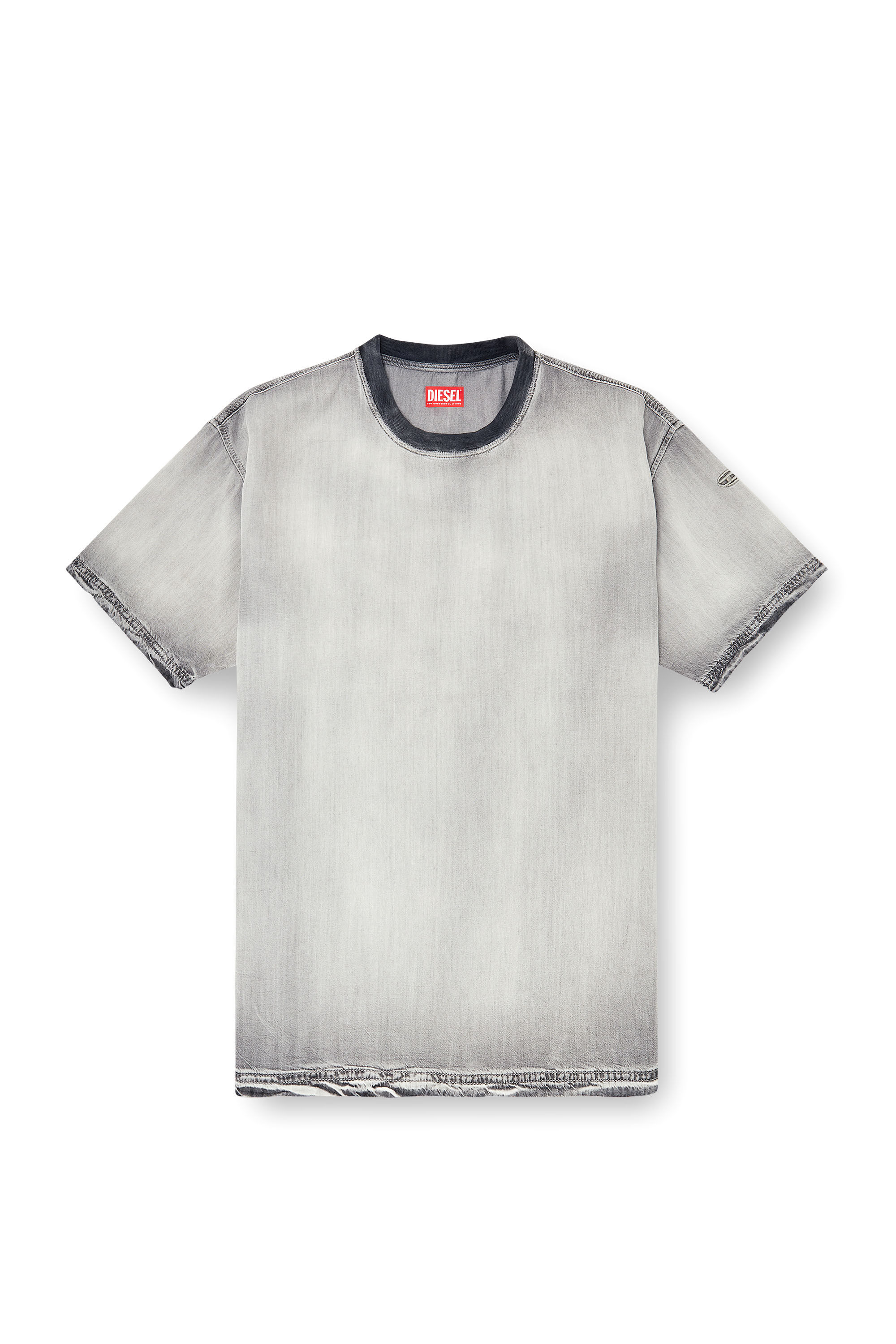 Diesel - D-BOX-FSI, Male's T-shirt in fluid skeleton Tencel denim in グレー - 2