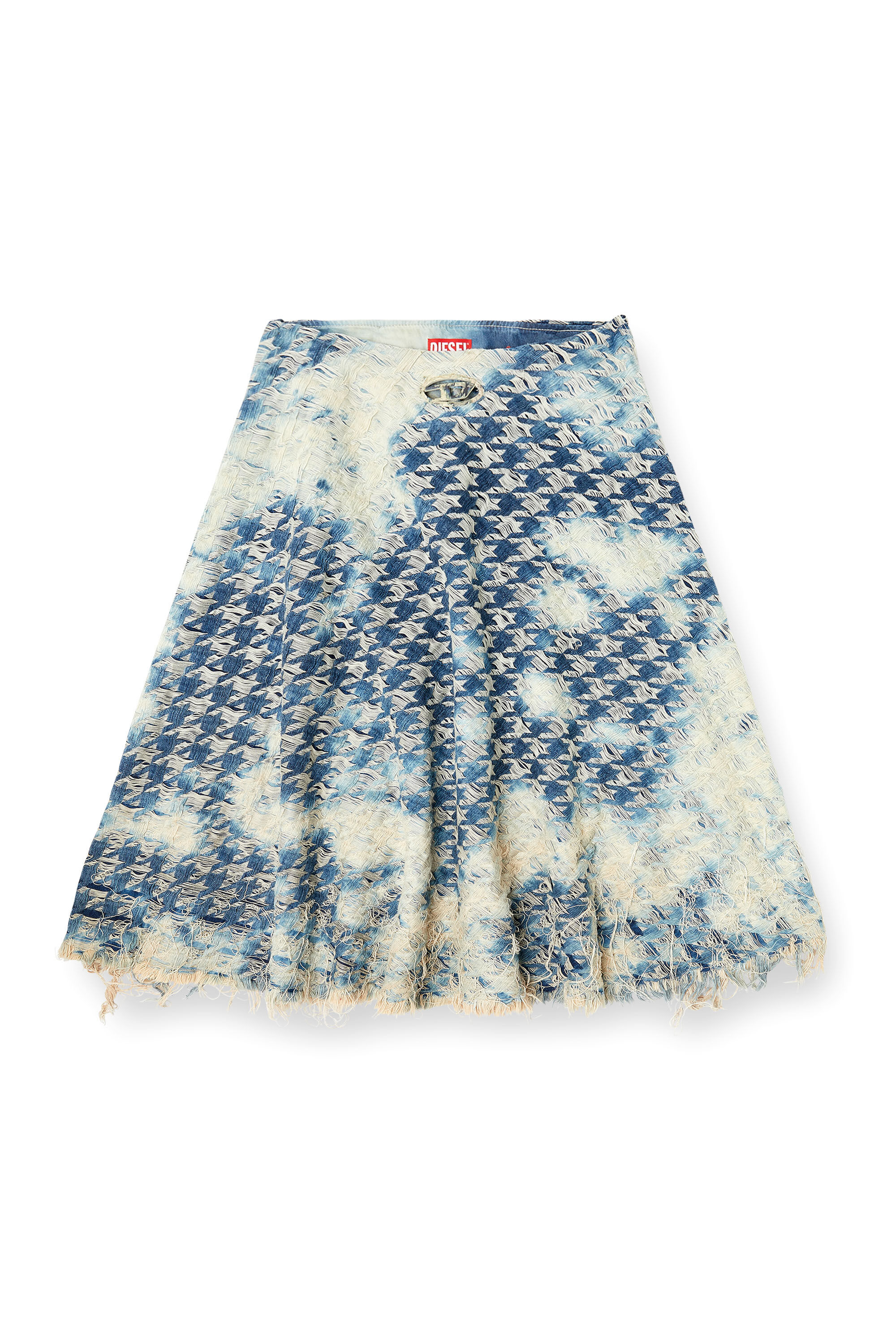 Diesel - DE-ANNET-FSH1, Female's Midi skirt in houndstooth-weave denim in ミディアムブルー - 2