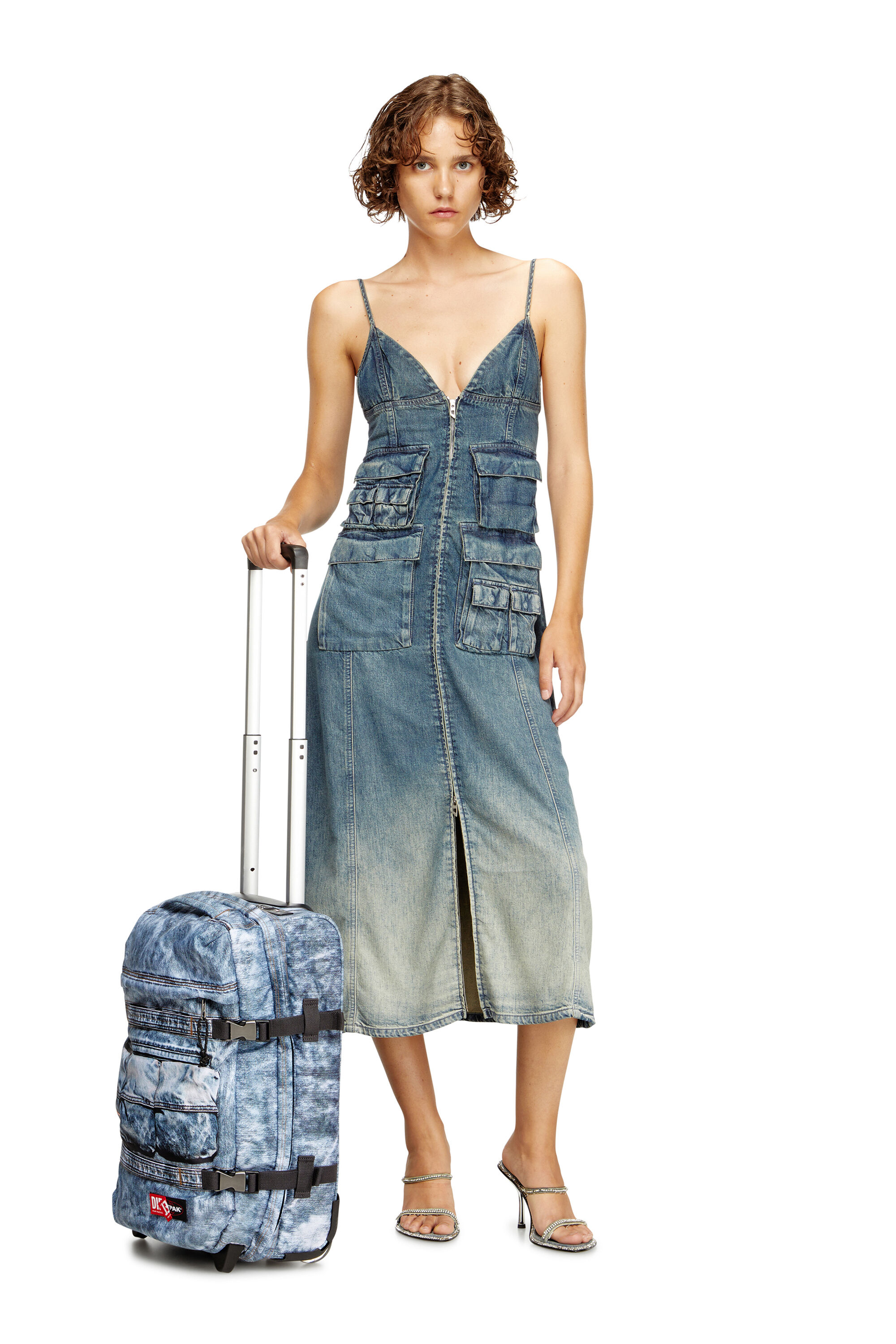 Diesel - DIESEL TRANSIT'R S, Unisex's Cabin bag in trompe l'oeil denim in ブルー - 8