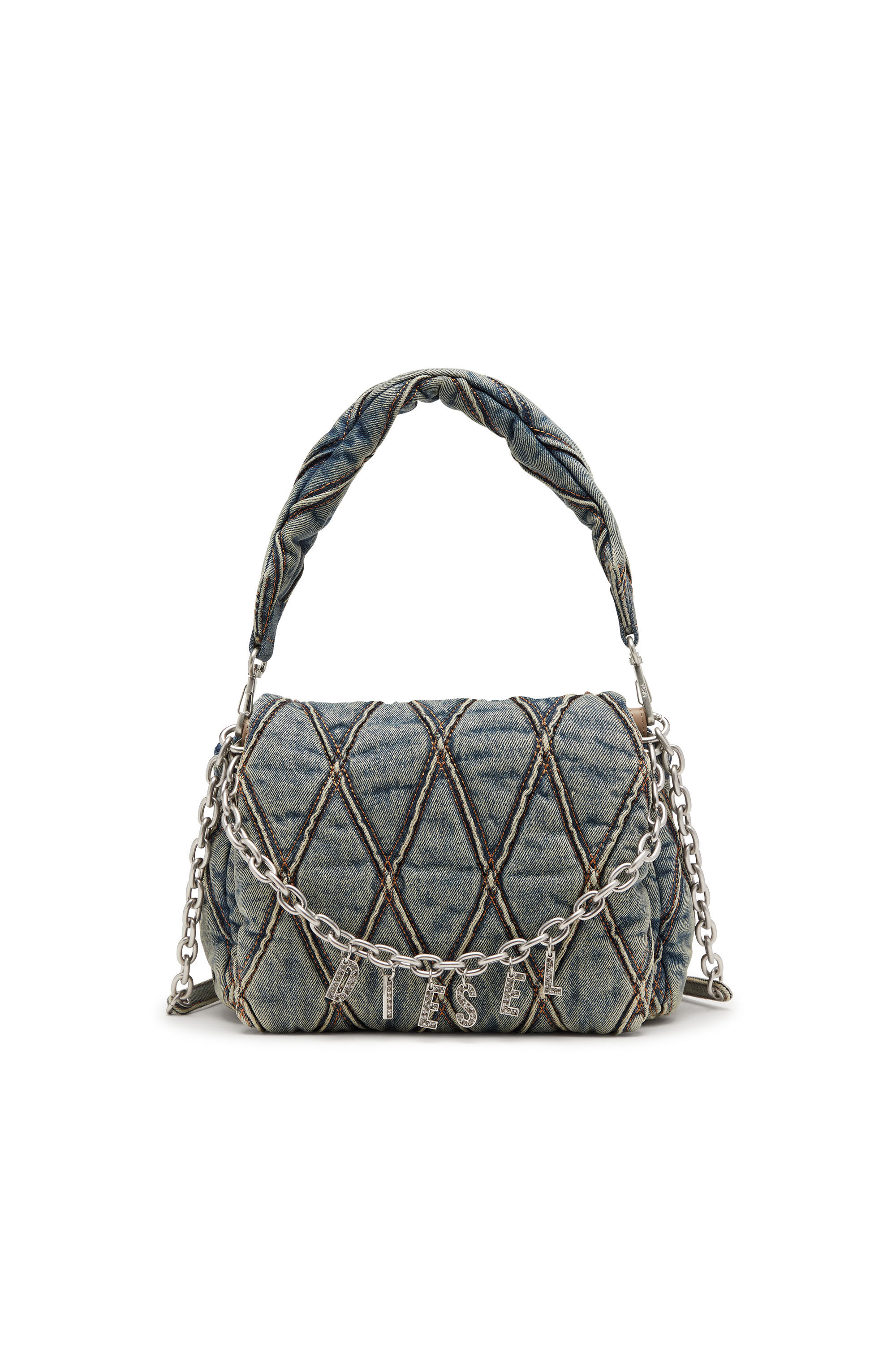 Diesel - CHARM-D SHOULDER M, Female's デニムキルティングショルダーバッグM in ミディアムブルー - 1