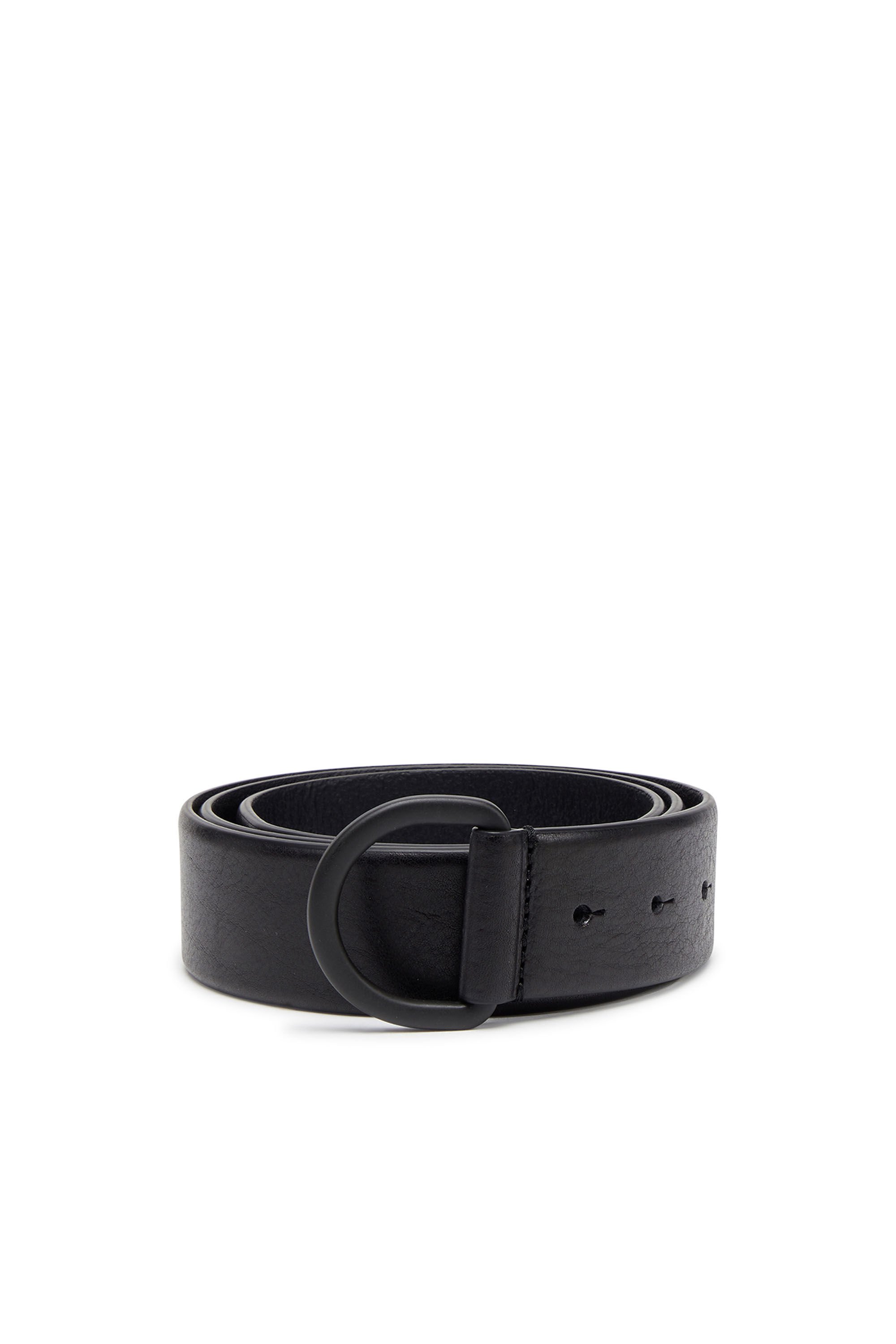 B-D STUD 40 D-ring belt in leather｜ブラック｜メンズ｜DIESEL