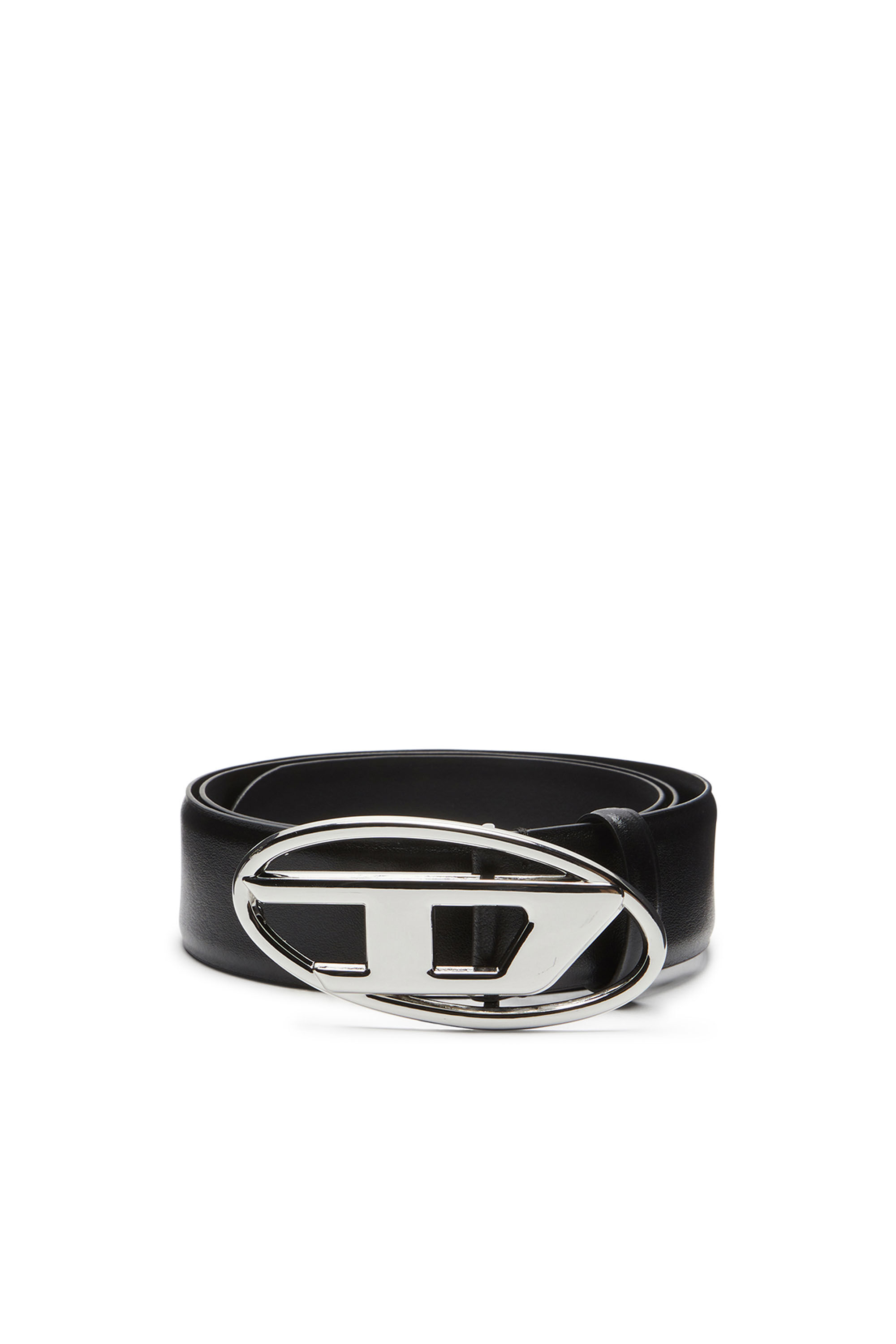 Diesel - B-1DR, Male's Leather belt with Oval D buckle in ブラック - 1