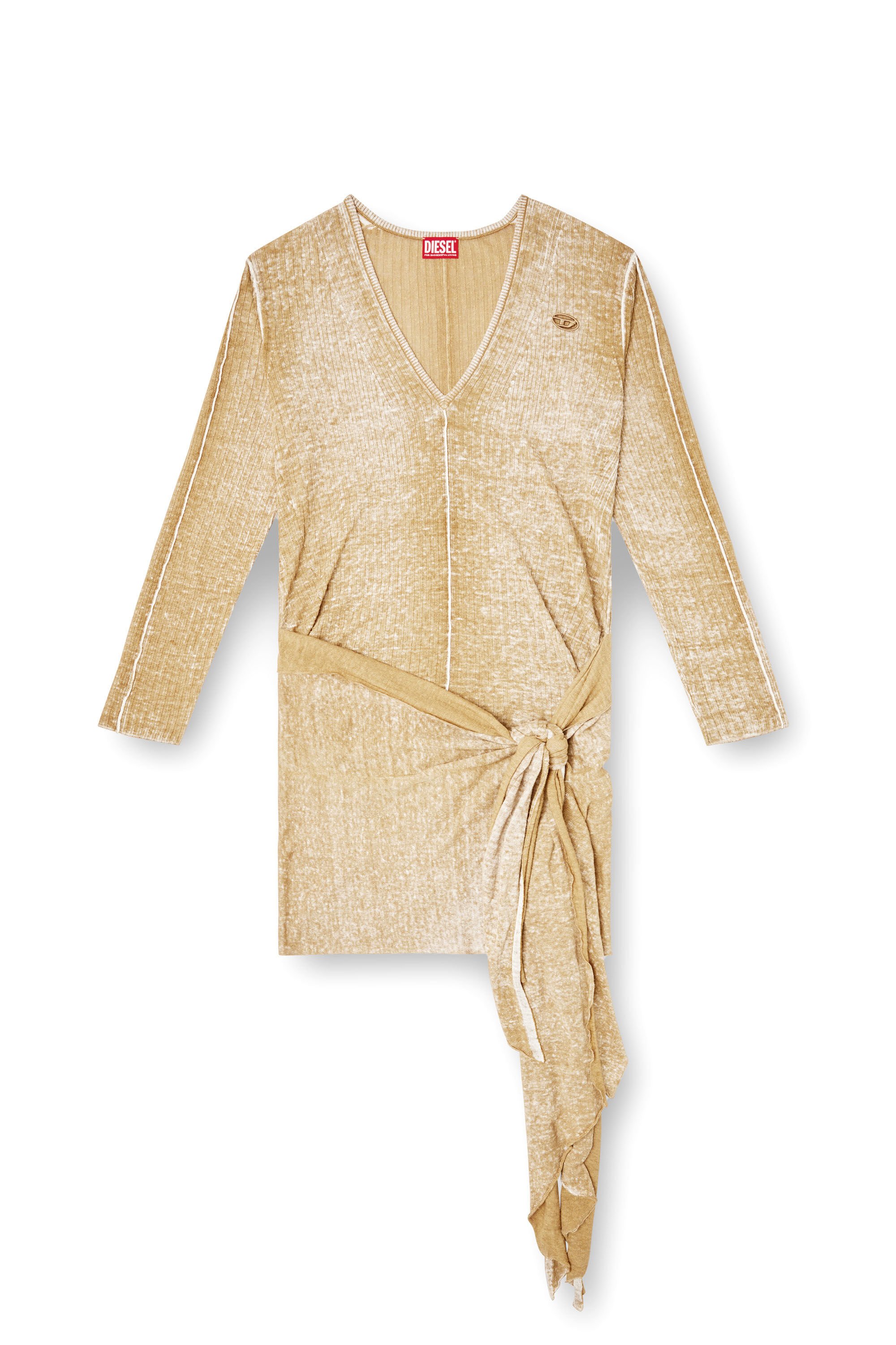 Diesel - M-EGAKNOT, Female's Knitted dress with hip tie in ベージュ - 2