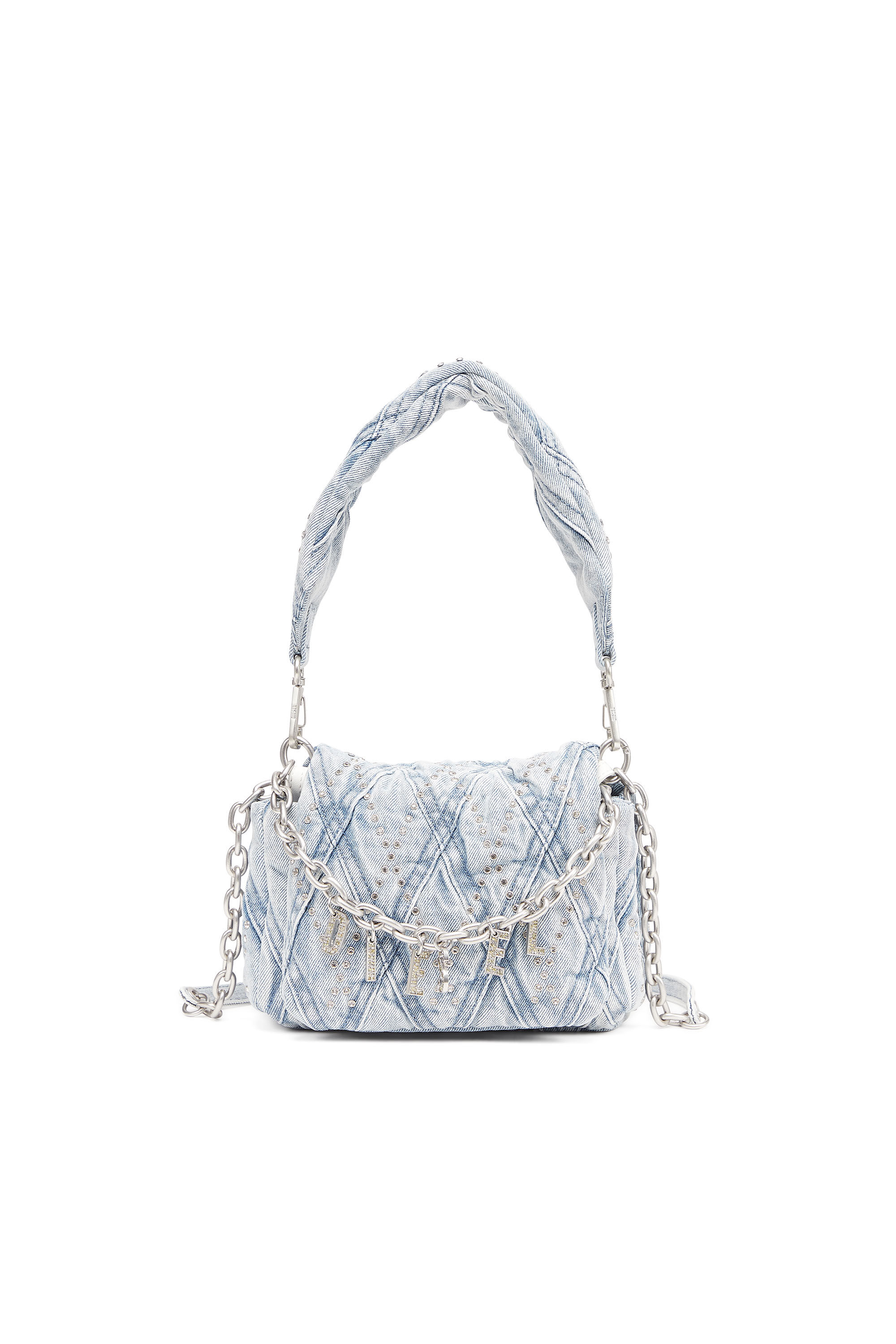 Diesel - CHARM-D SHOULDER S, Female's デニムキルティングビジューショルダーバッグS in ライトブルー - 1
