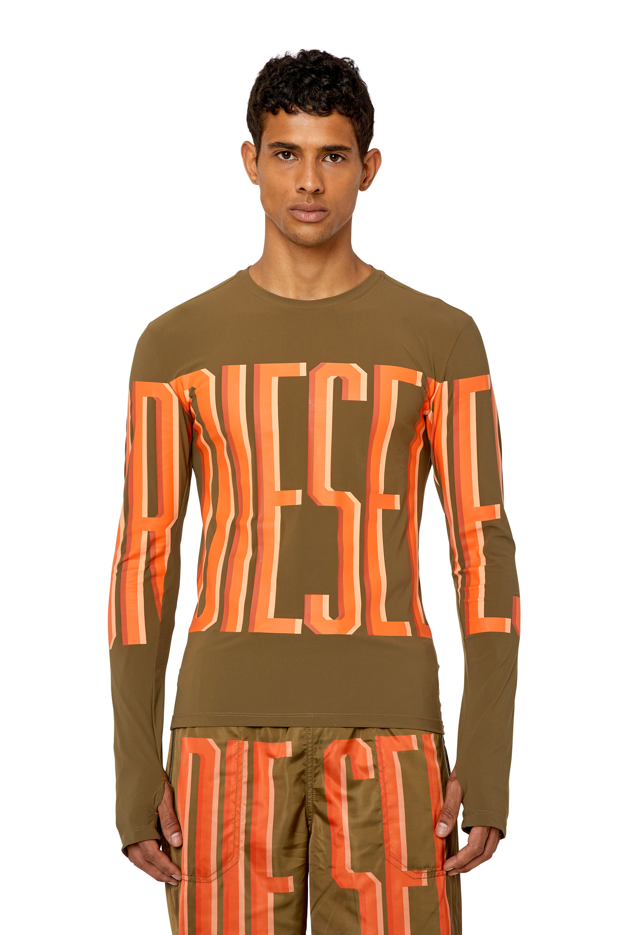 Diesel - AMTEE-LAUREN-WT17, Male's トレーニング Tシャツ 長そで DIESEL SPORT in グリーン - 3
