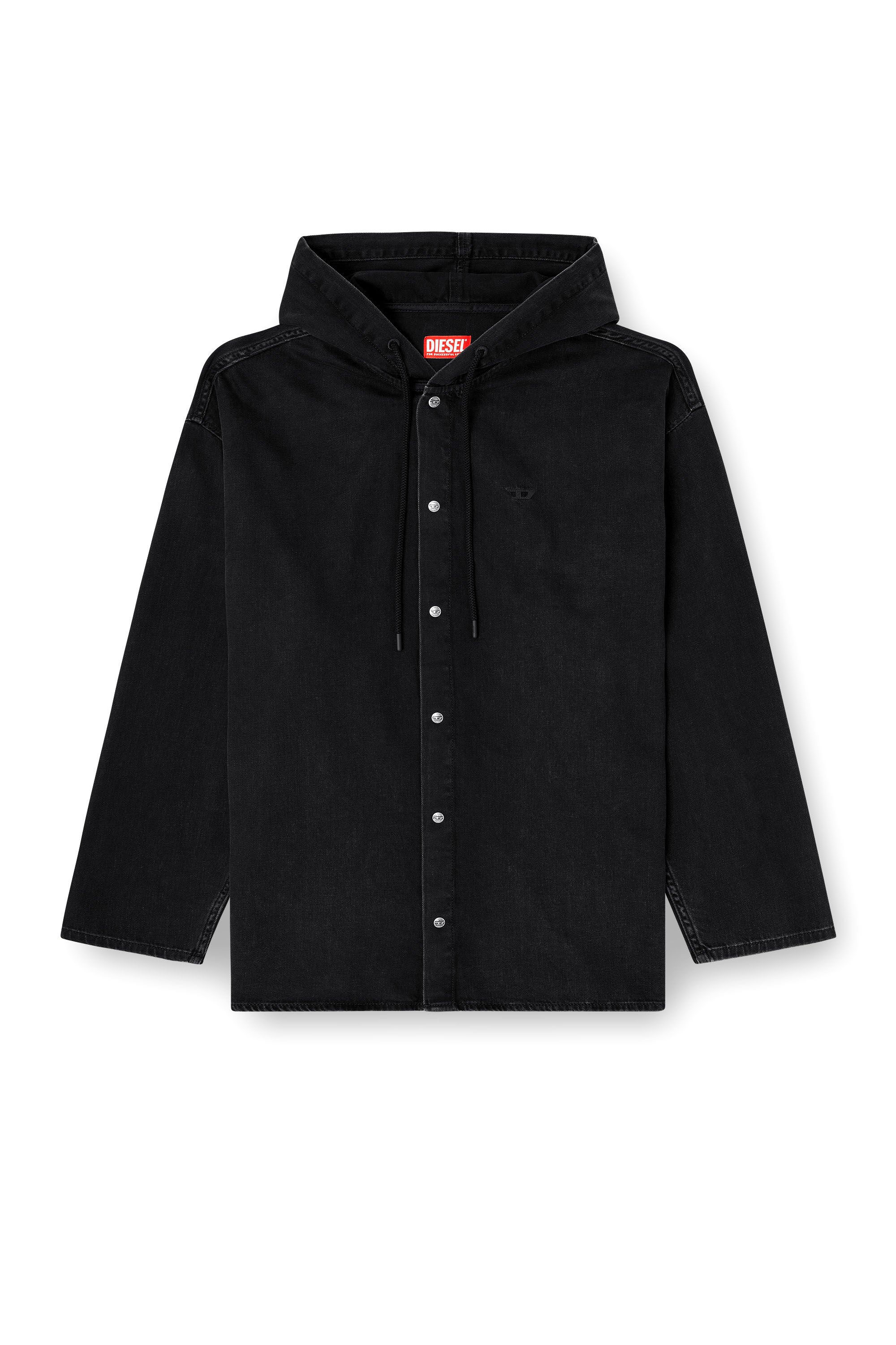 Diesel - D-DEWNY-HOOD, Male's Overshirt in clean-wash denim in ブラック - 2