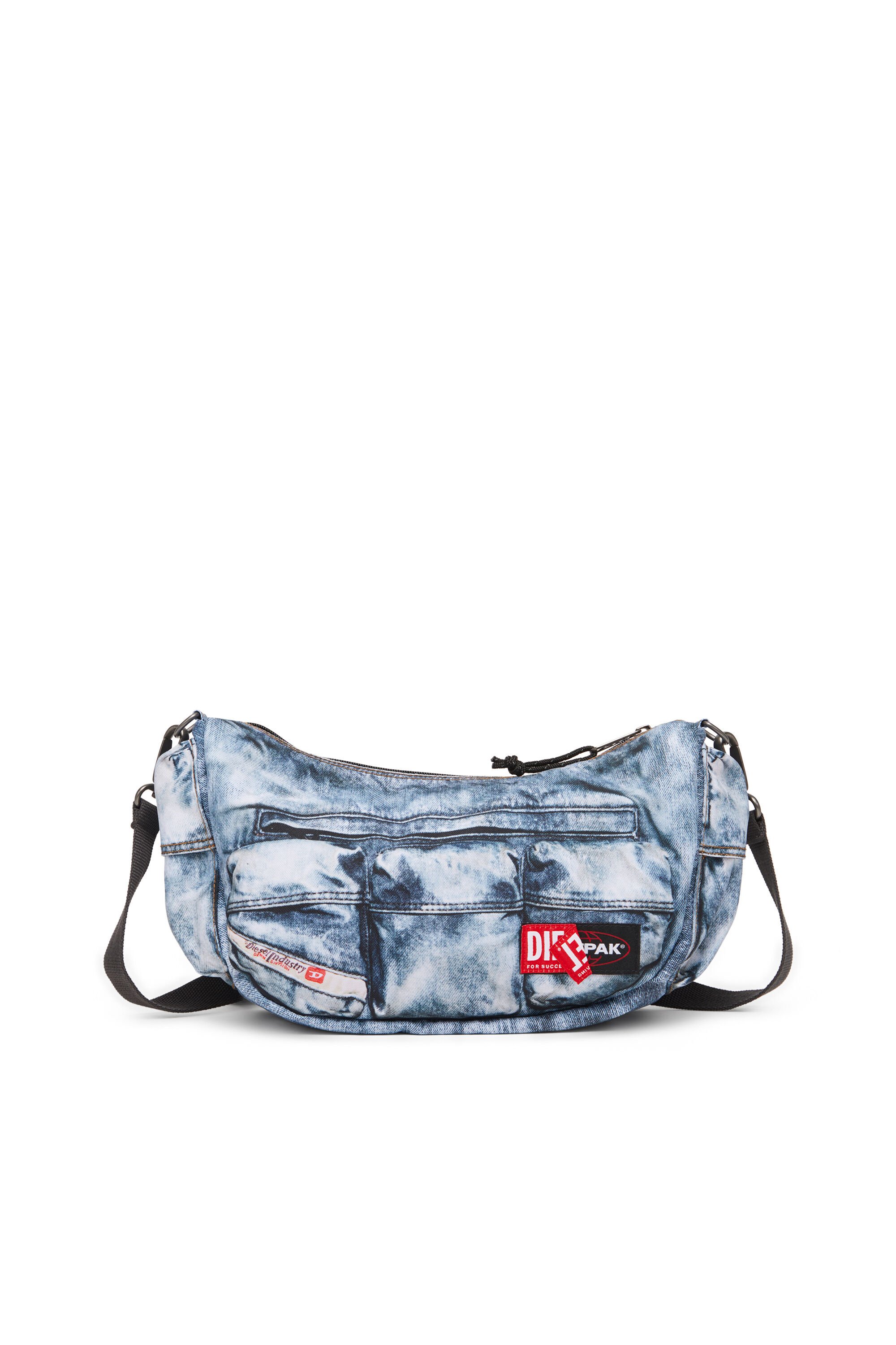 Diesel - DIESEL SHOULDER BAG, Unisex's Multipocket bag in trompe l'oeil denim in ブルー - 2