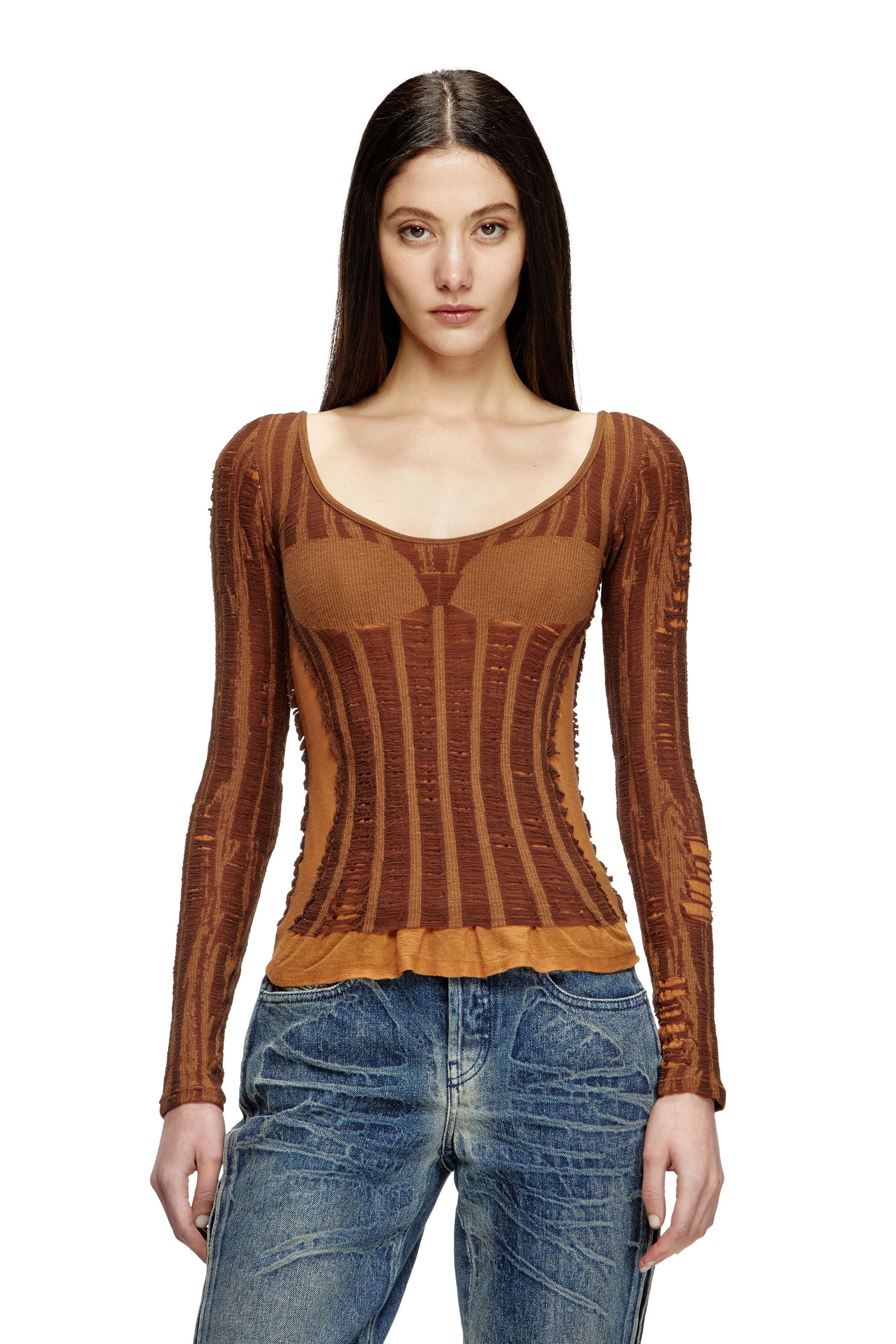 Diesel - M-CALAI, Female's Seamless top with lingerie illusion in null - 3