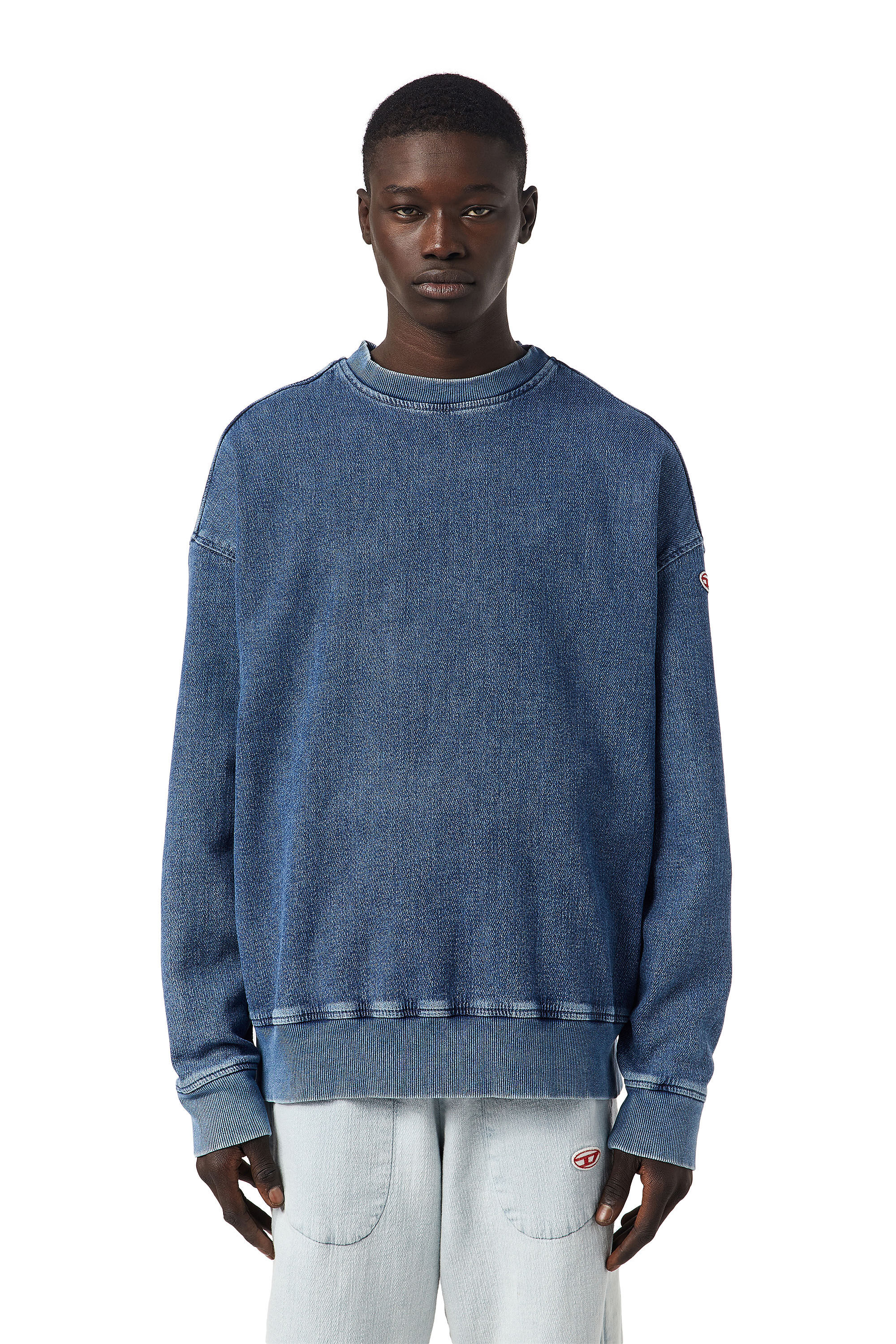 Diesel - D-KRIB TRACK DENIM SWEATSHIRT, ミディアムブルー - Image 3