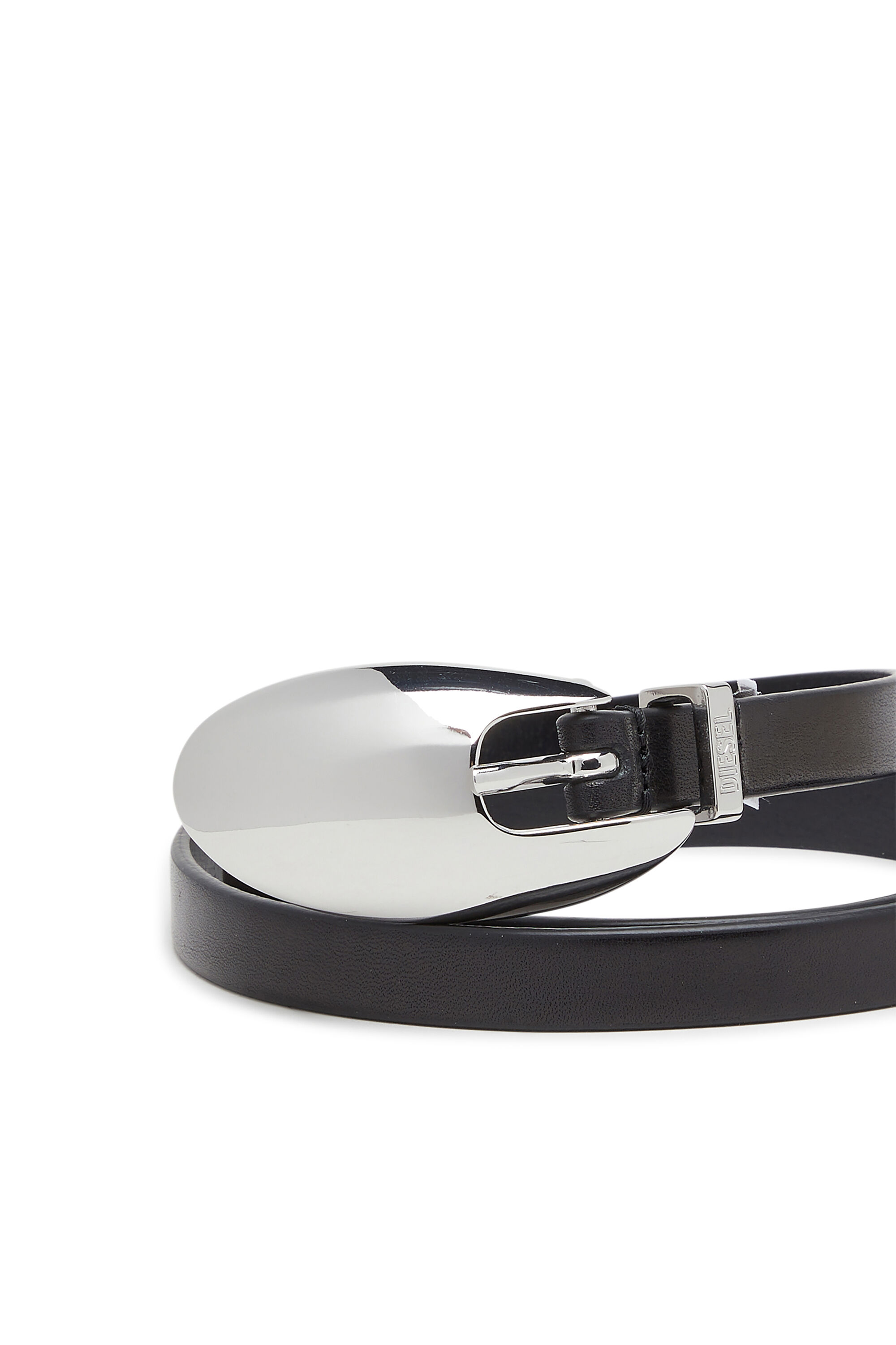 Diesel - B-ROP 15, Female's 1.5cm leather belt with sculptural buckle in ブラック - 3