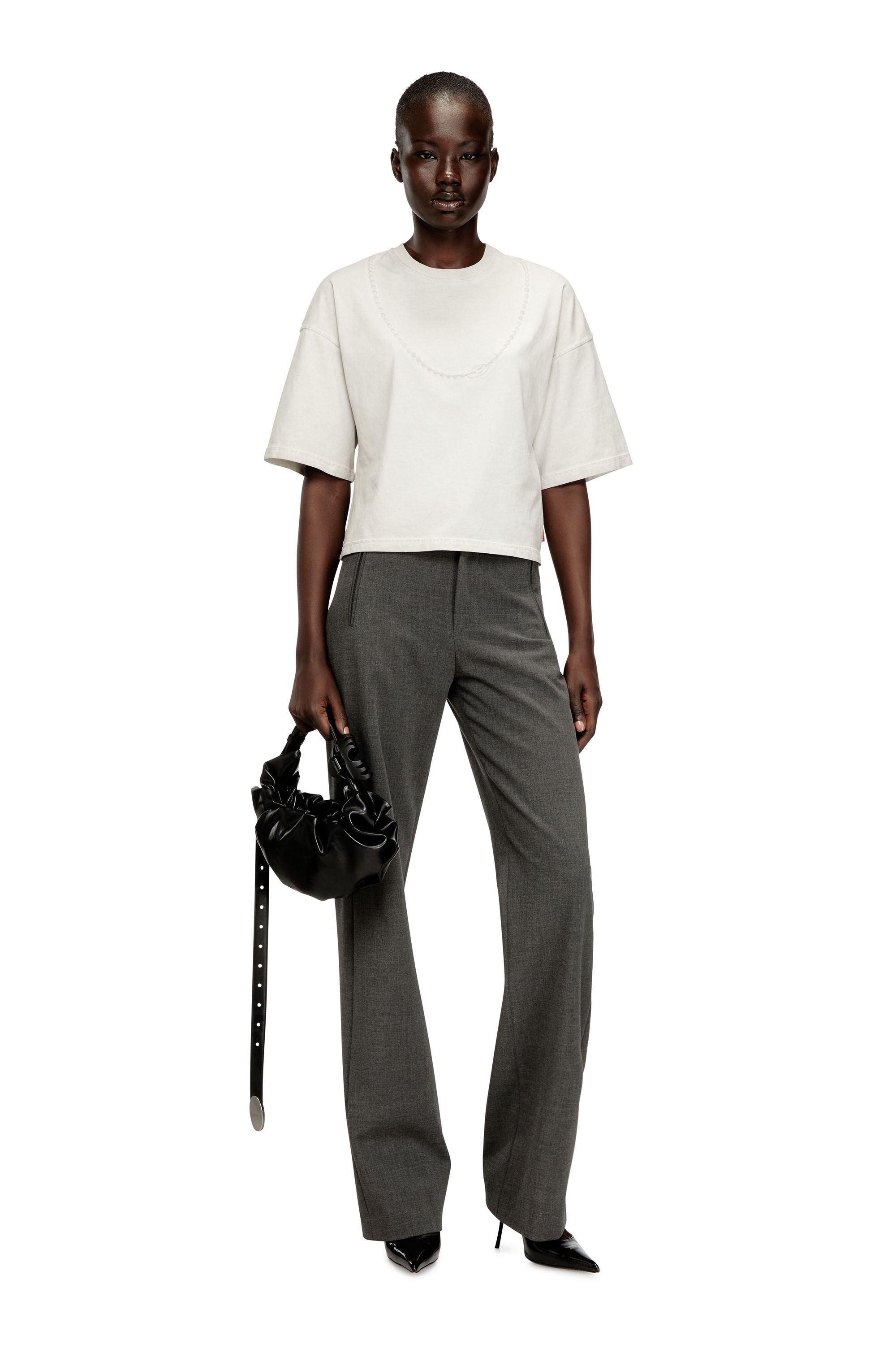 Diesel - T-CROPYN-S1, Female's Tシャツ in ライトグレー - 1