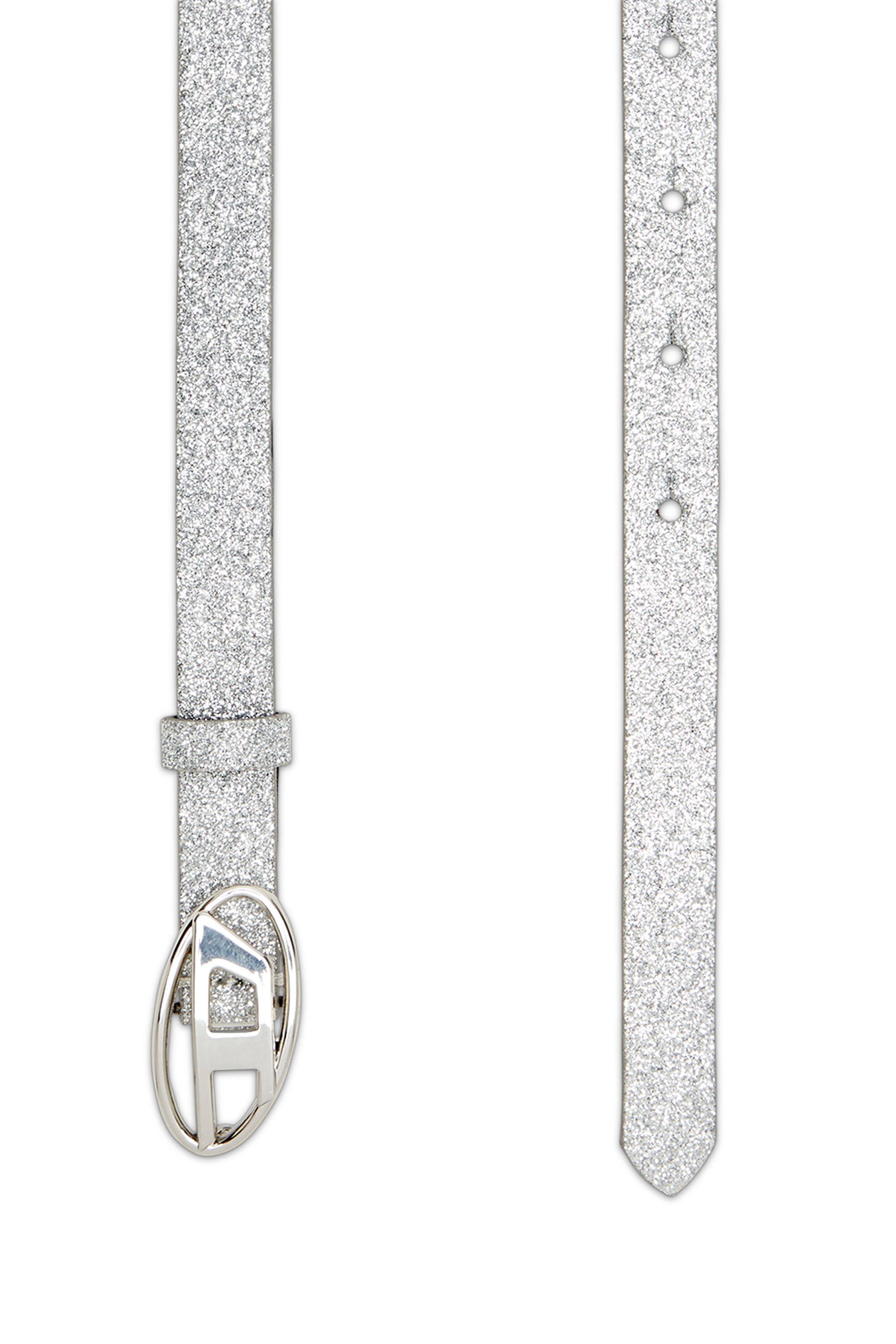 B-1DR 15 Slim glittery belt with Oval D buckle｜シルバー 