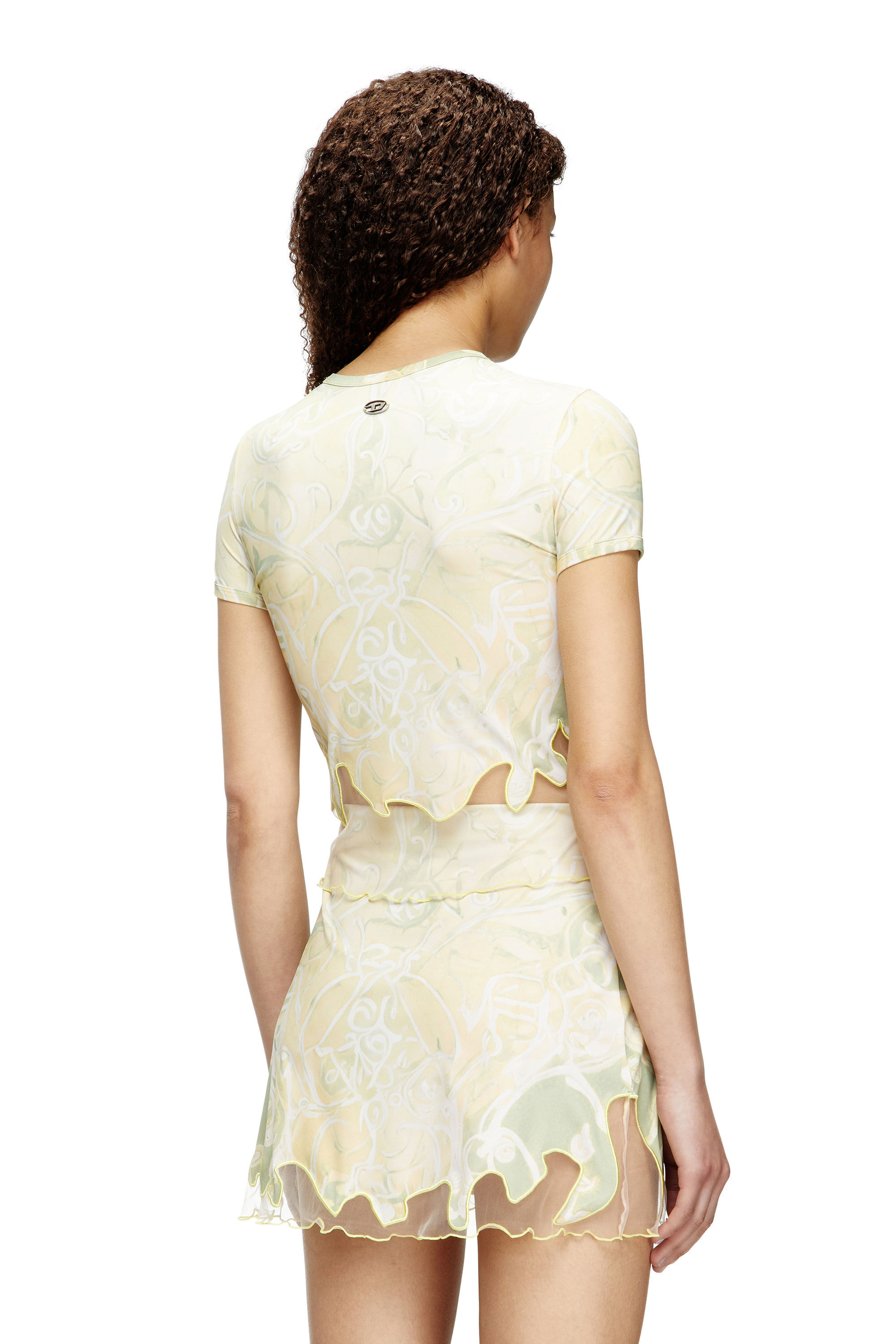 Diesel - T-INLAY, Female's Nylon T-shirt with Heraldic print in グリーン - 4