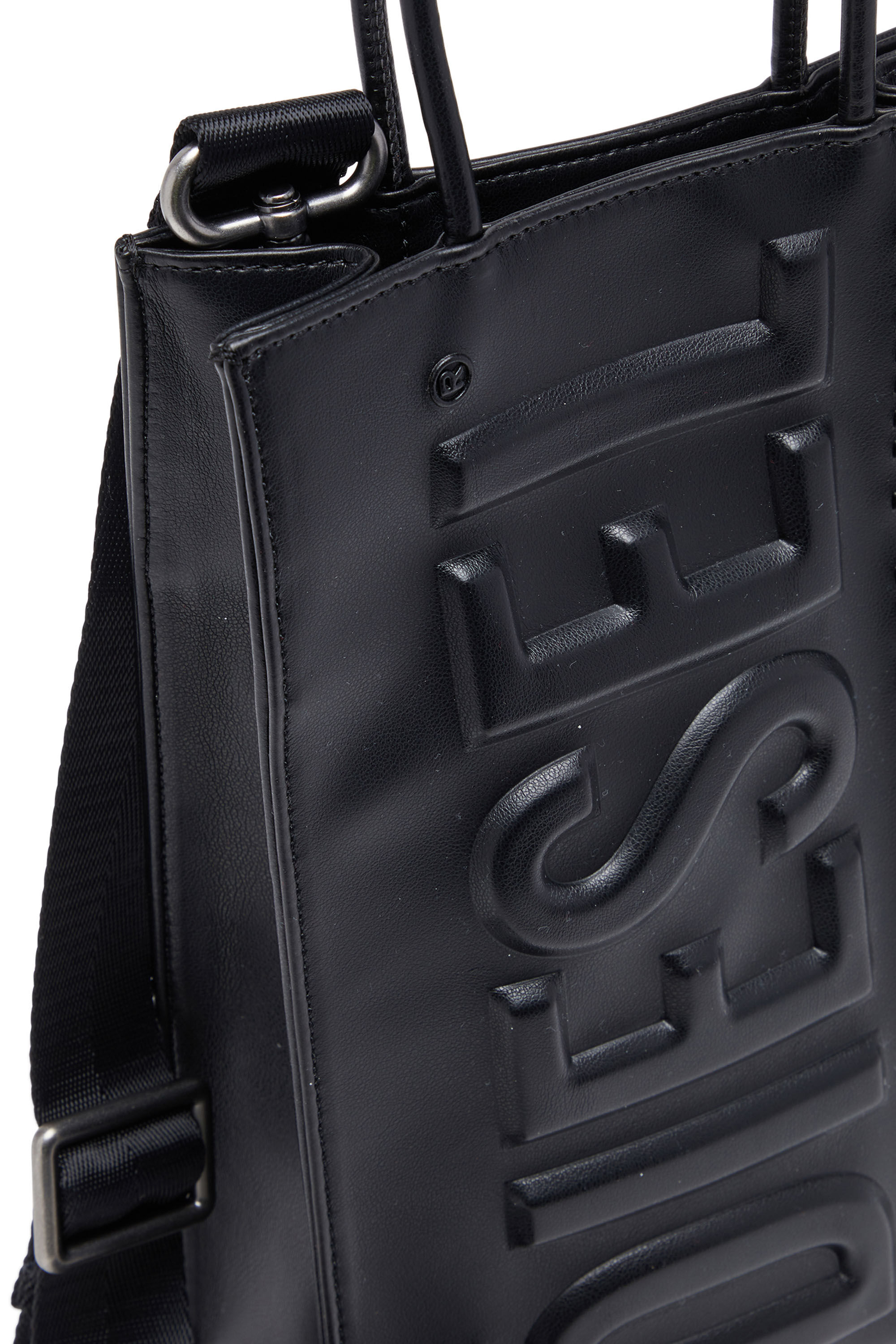 Diesel - DSL 3D SHOPPER M X, Male's Dsl 3D M-PU tote bag with embossed logo in ブラック - 6