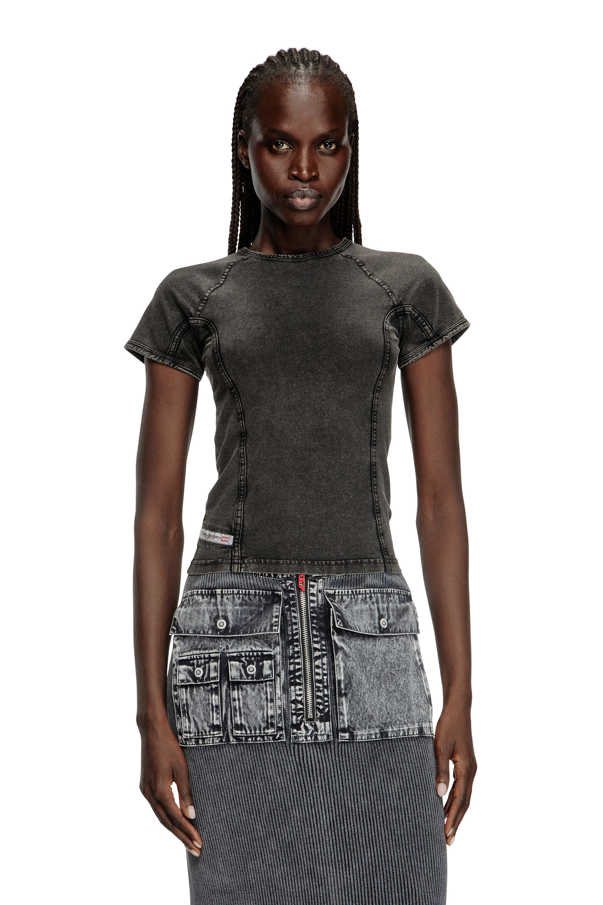 熱販売 Denim-effect T-LYNNE top jersey｜ブラック stretch in コレクション
