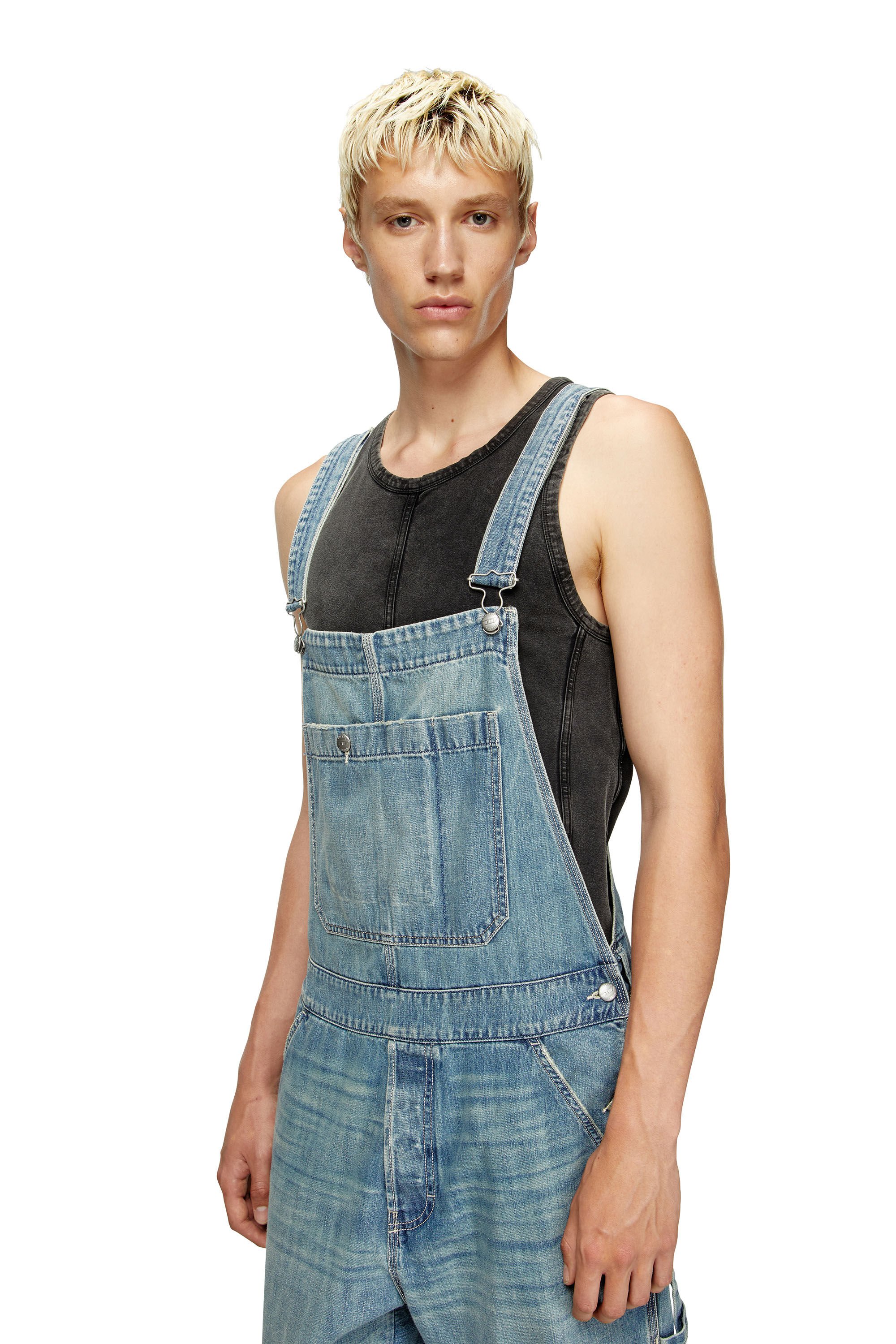 Diesel - D-FRAMU-U, Unisex's Utility-style denim dungarees in ライトブルー - 4