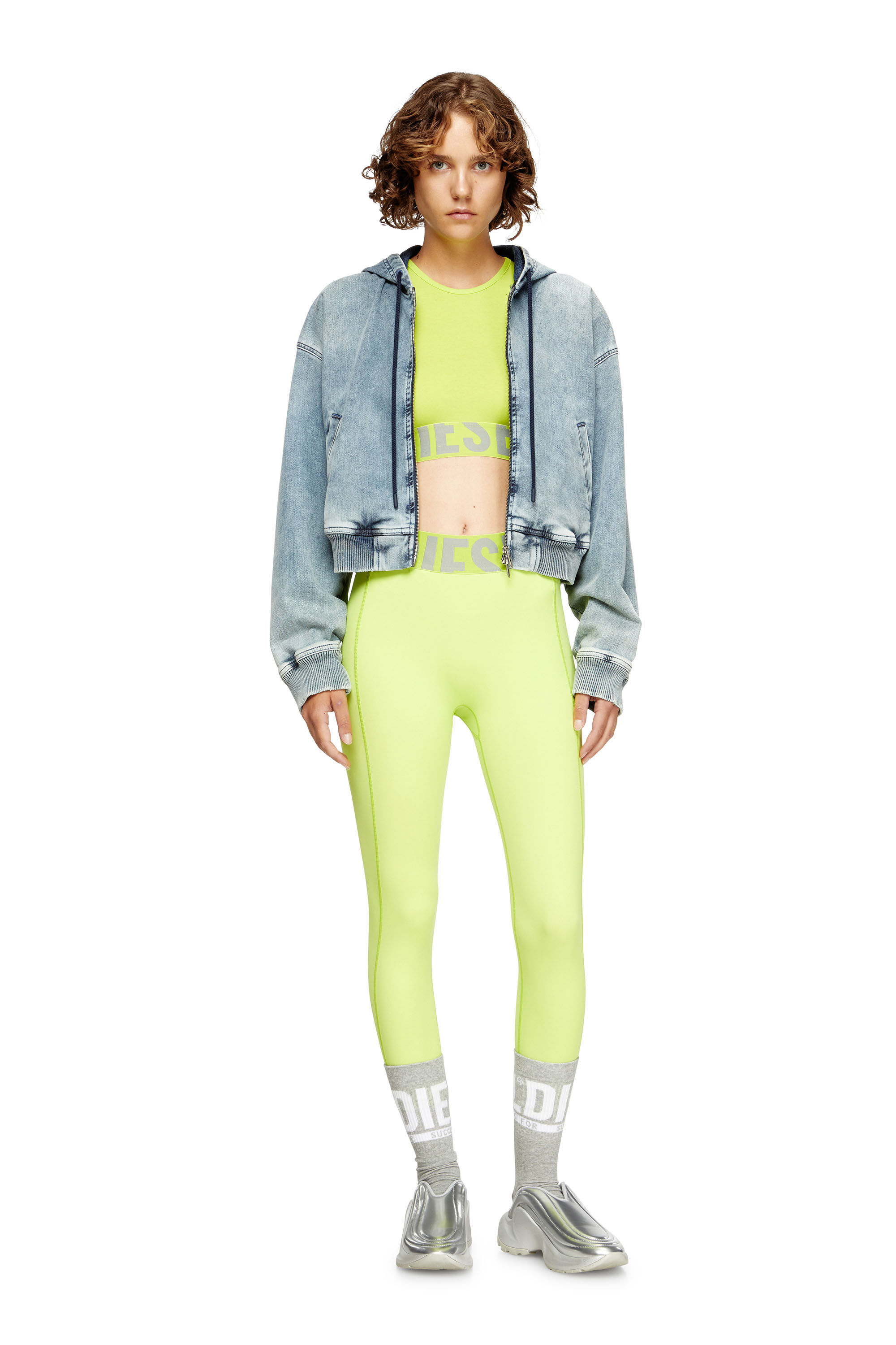 Diesel - ADA-D-POP, Female's Cropped tank top with cut-off logo in 蛍光グリーン - 6