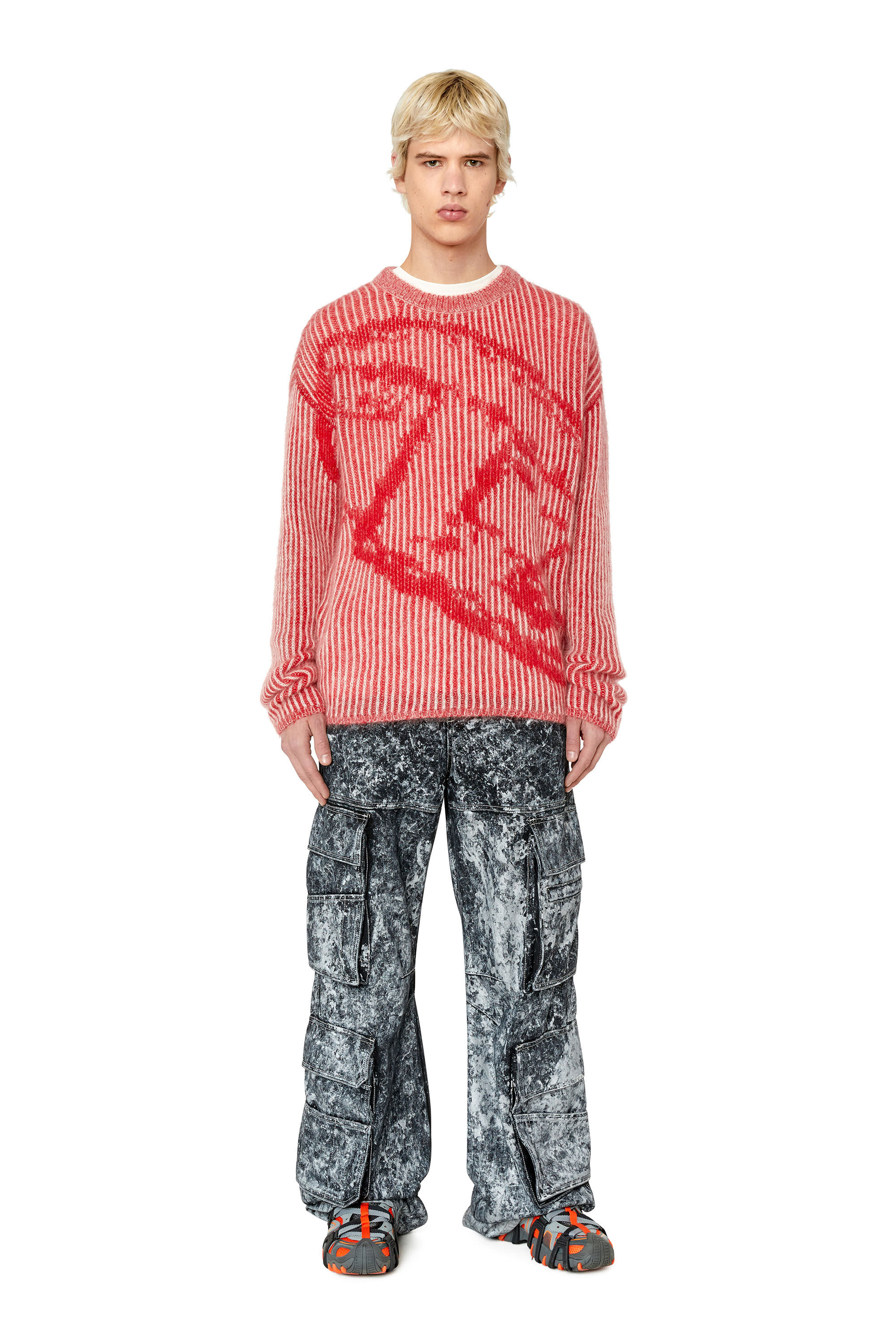 Diesel - K-EDRO, Male's ニット モヘア ローゲージ in レッド - 1