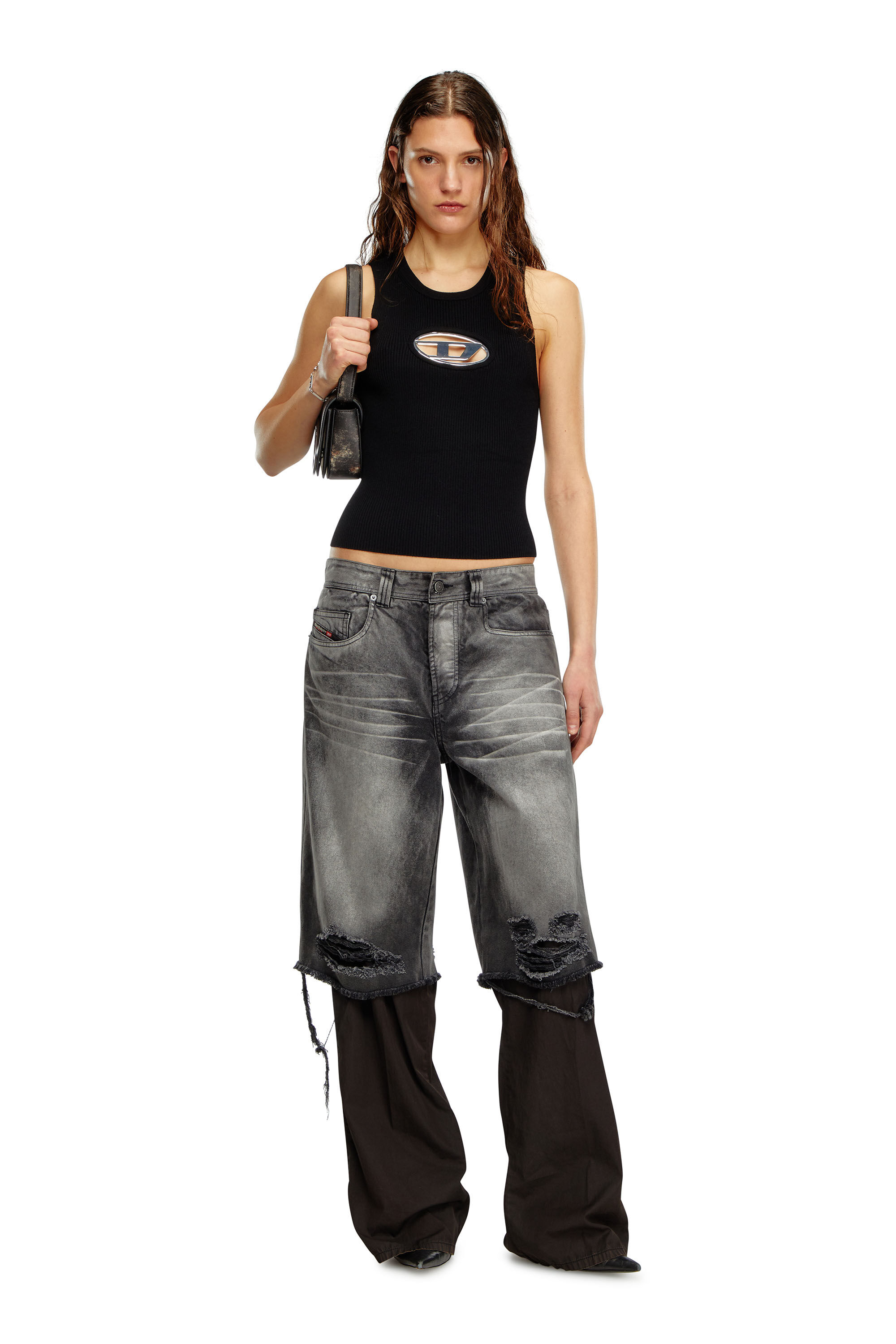 Diesel - M-ONERVA-TOP, Female's ニット in ブラック/ホワイト - 1