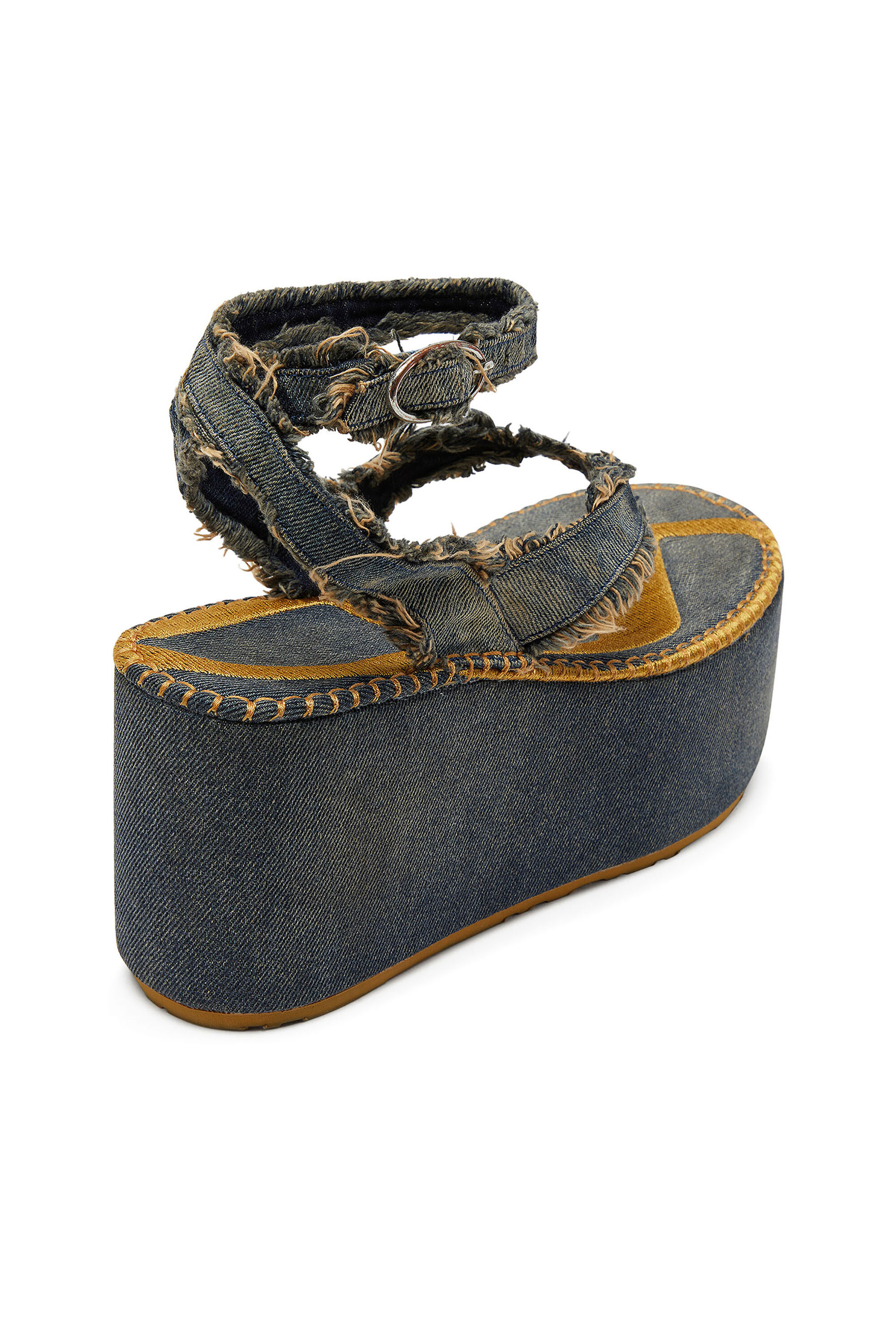 Diesel - SA-NIKOLA SANDAL, Female's Sa-Nikola - Sandal in denim with frayed details in ブルー/グレー - 7