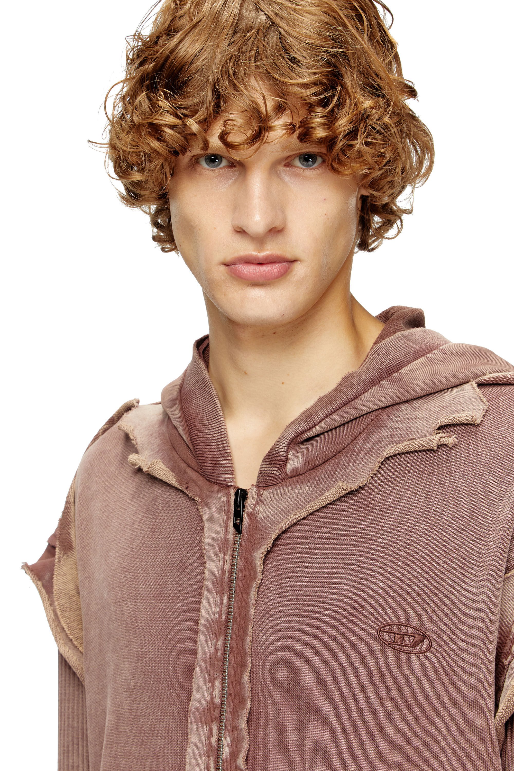 Diesel - K-PELTO, Male's Zip-up hoodie with destroyed effect in ブラウン - 4
