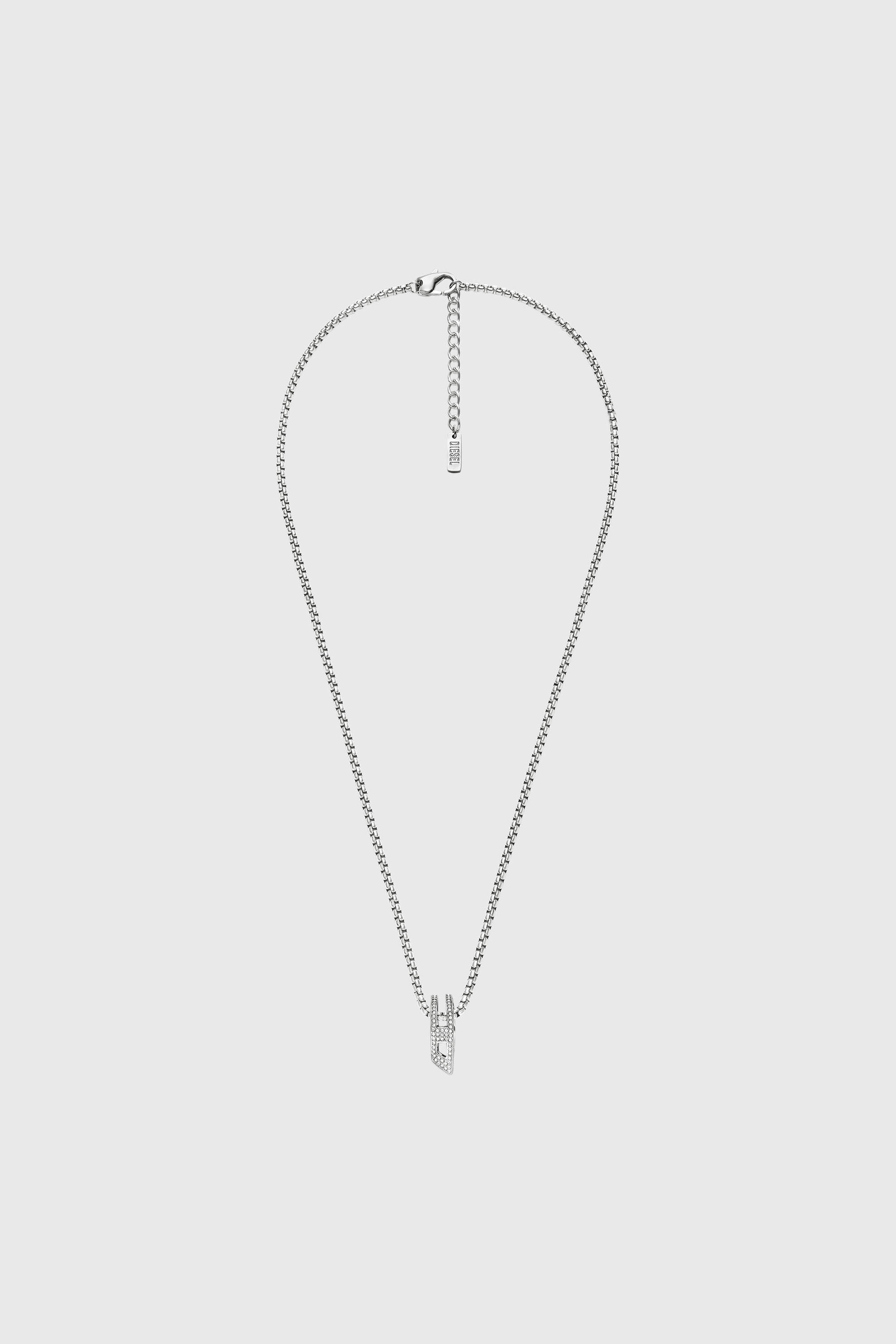 Diesel - DX1741040, Unisex's Stainless steel pave pendant necklace in シルバー - 1