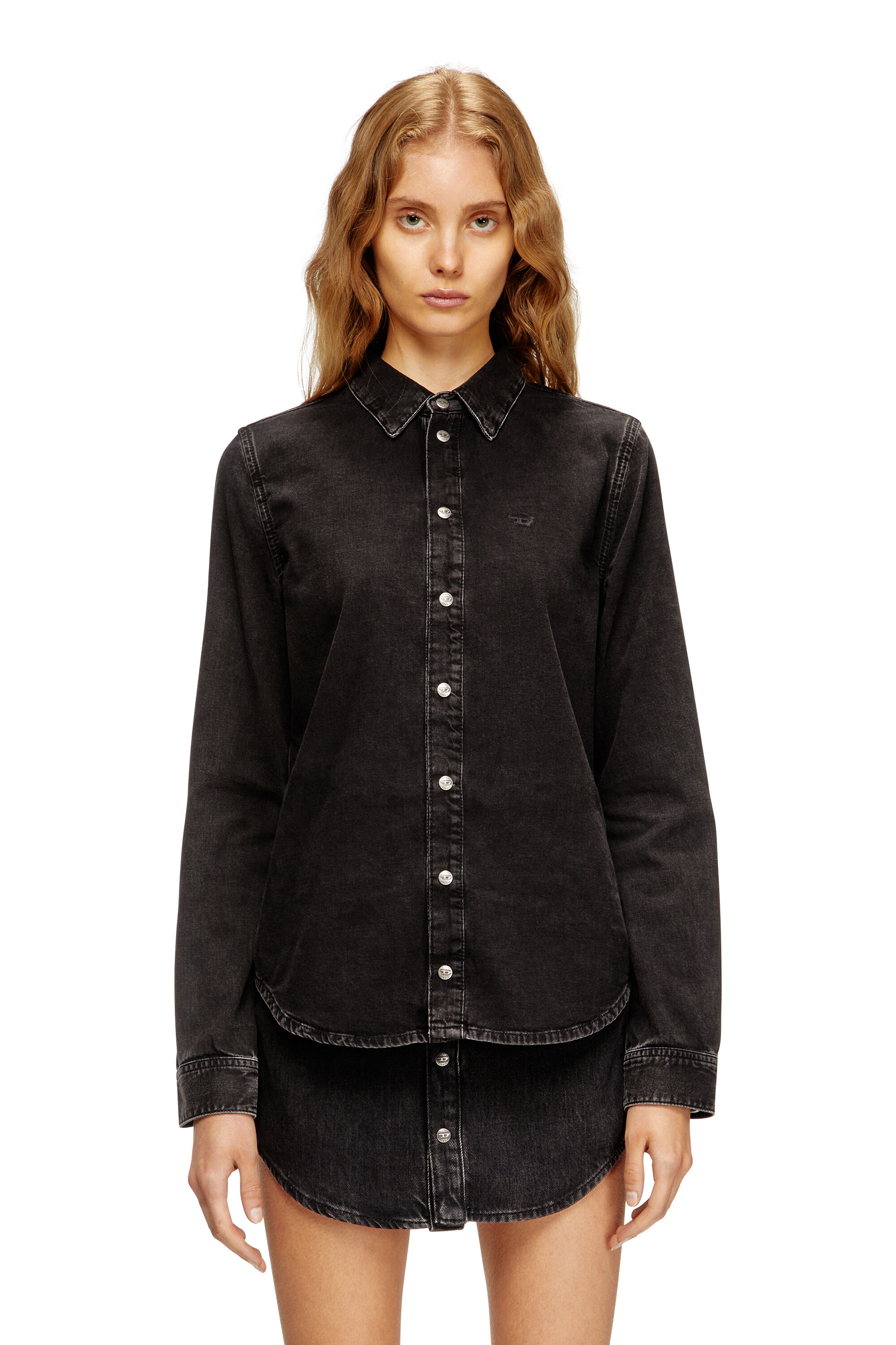 DE-EAZY Denim shirt with contrasting stitching｜ブラック