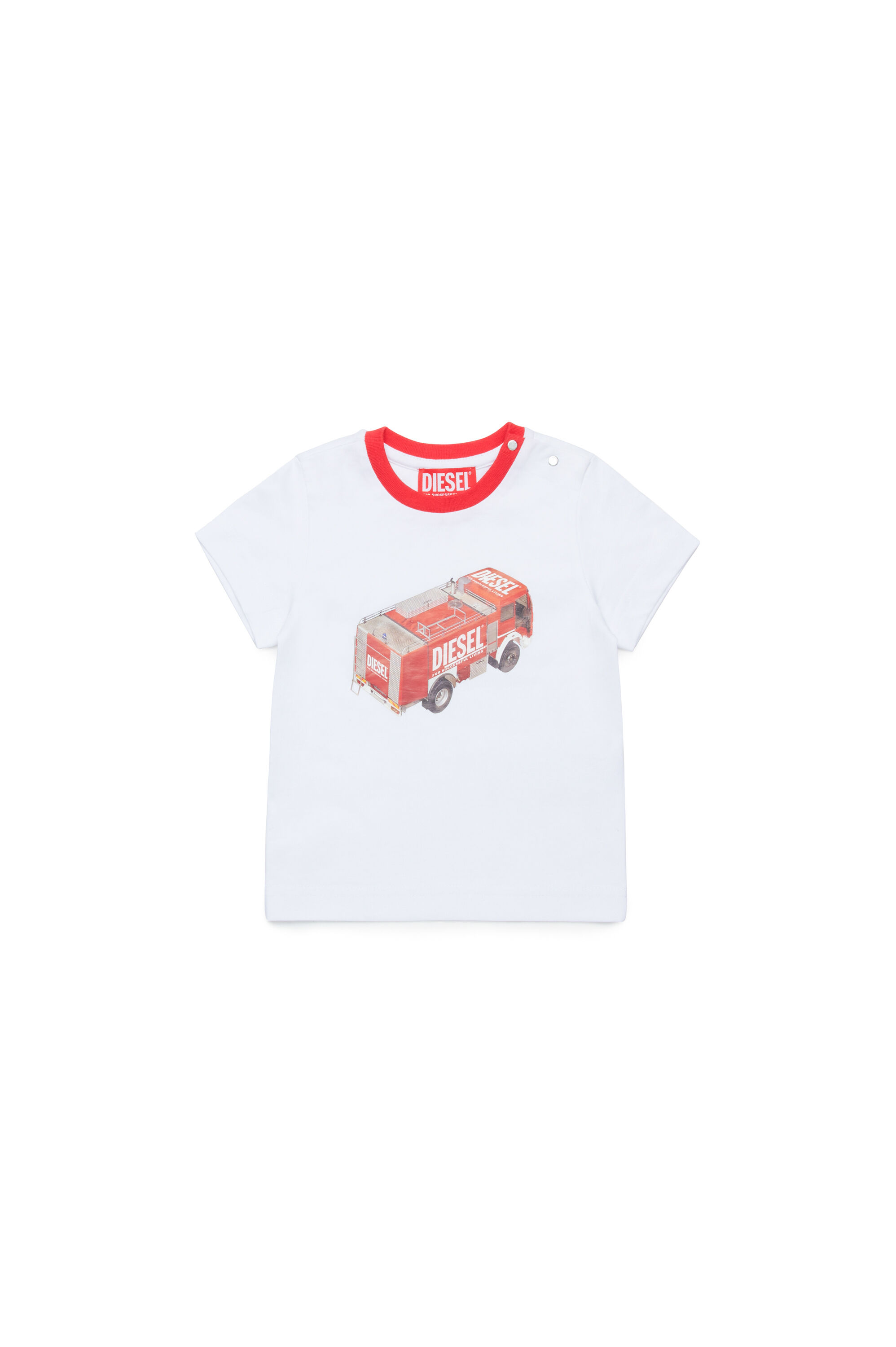 Diesel - MTAB, Male's T-shirt with fire truck print in ホワイト - 1