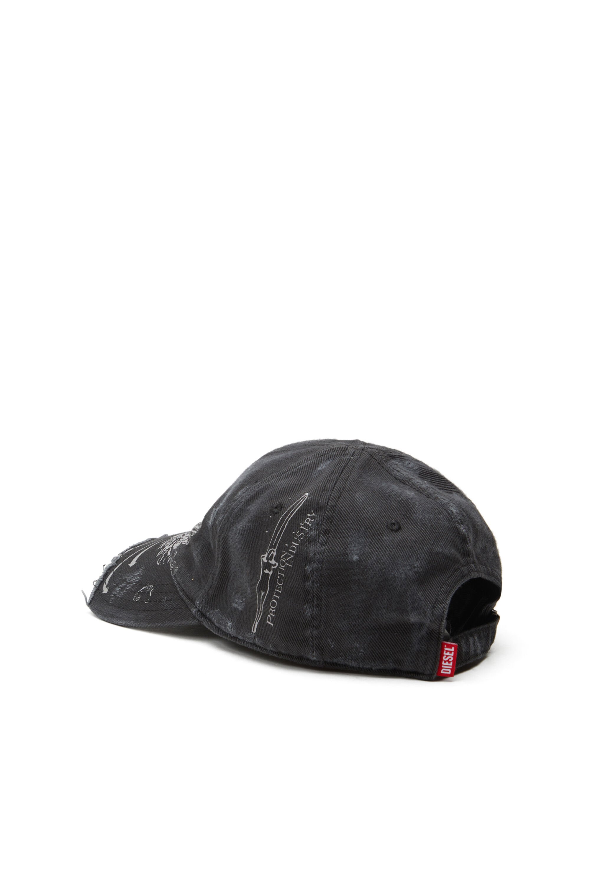 Diesel - C-FENIX, Male's Distressed baseball cap with Phoenix print in ブラック - 2