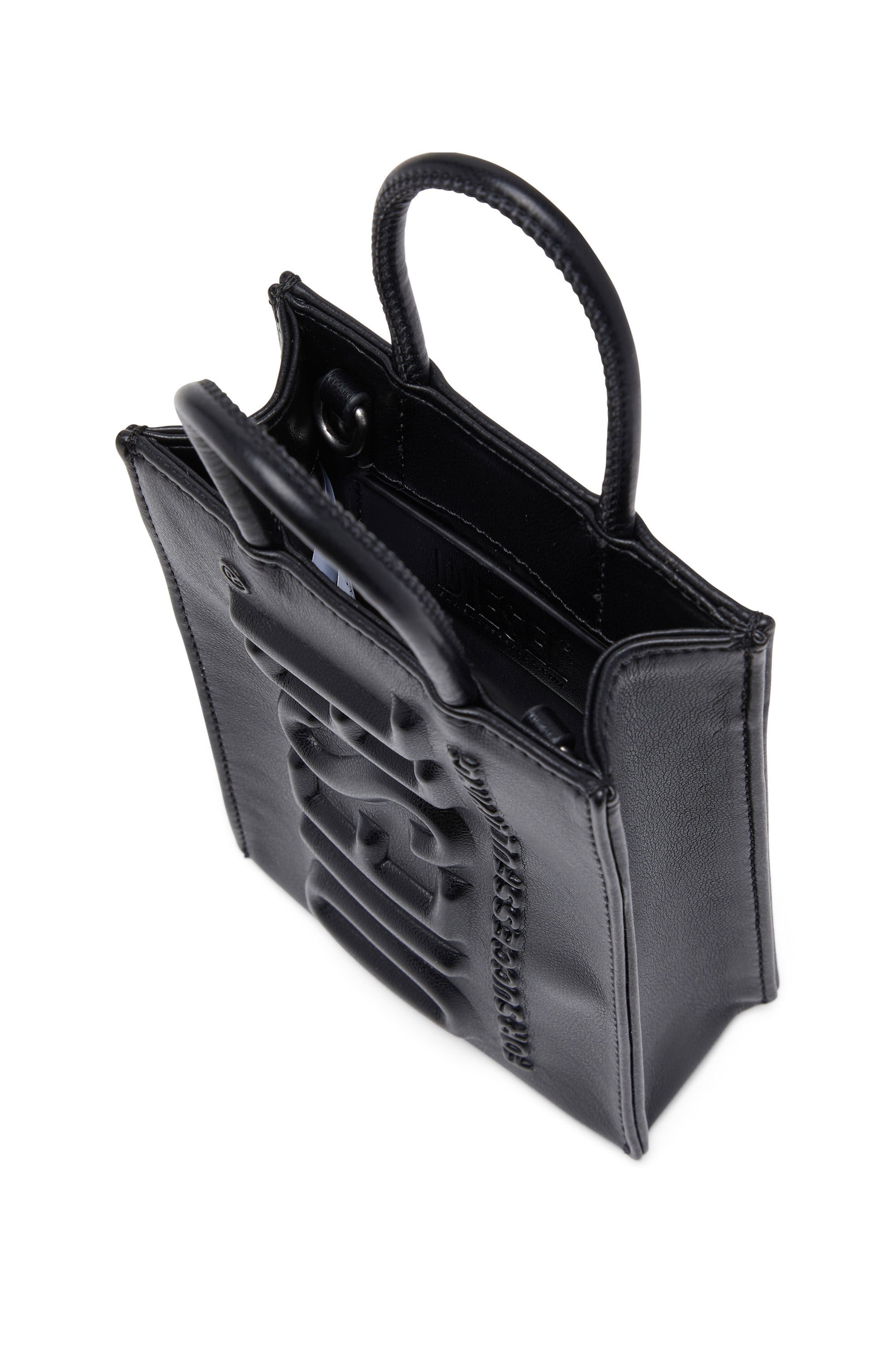 Diesel - DSL 3D SHOPPER MINI X, Male's Dsl 3D Mini -Small PU tote bag with embossed logo in ブラック - 5