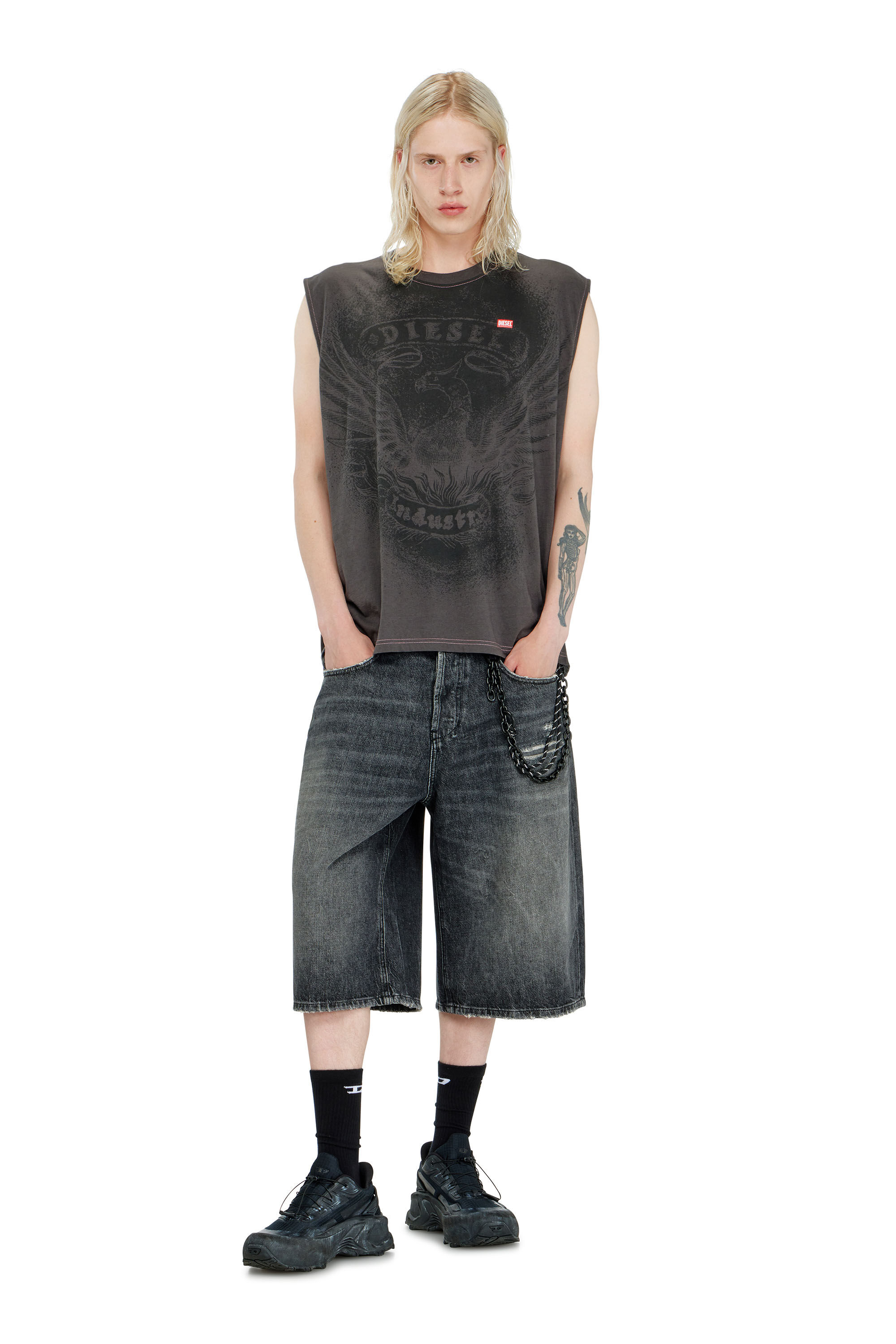 T-BOXT-SL-NOTCH スリーブレストップ｜グレー｜メンズ｜DIESEL