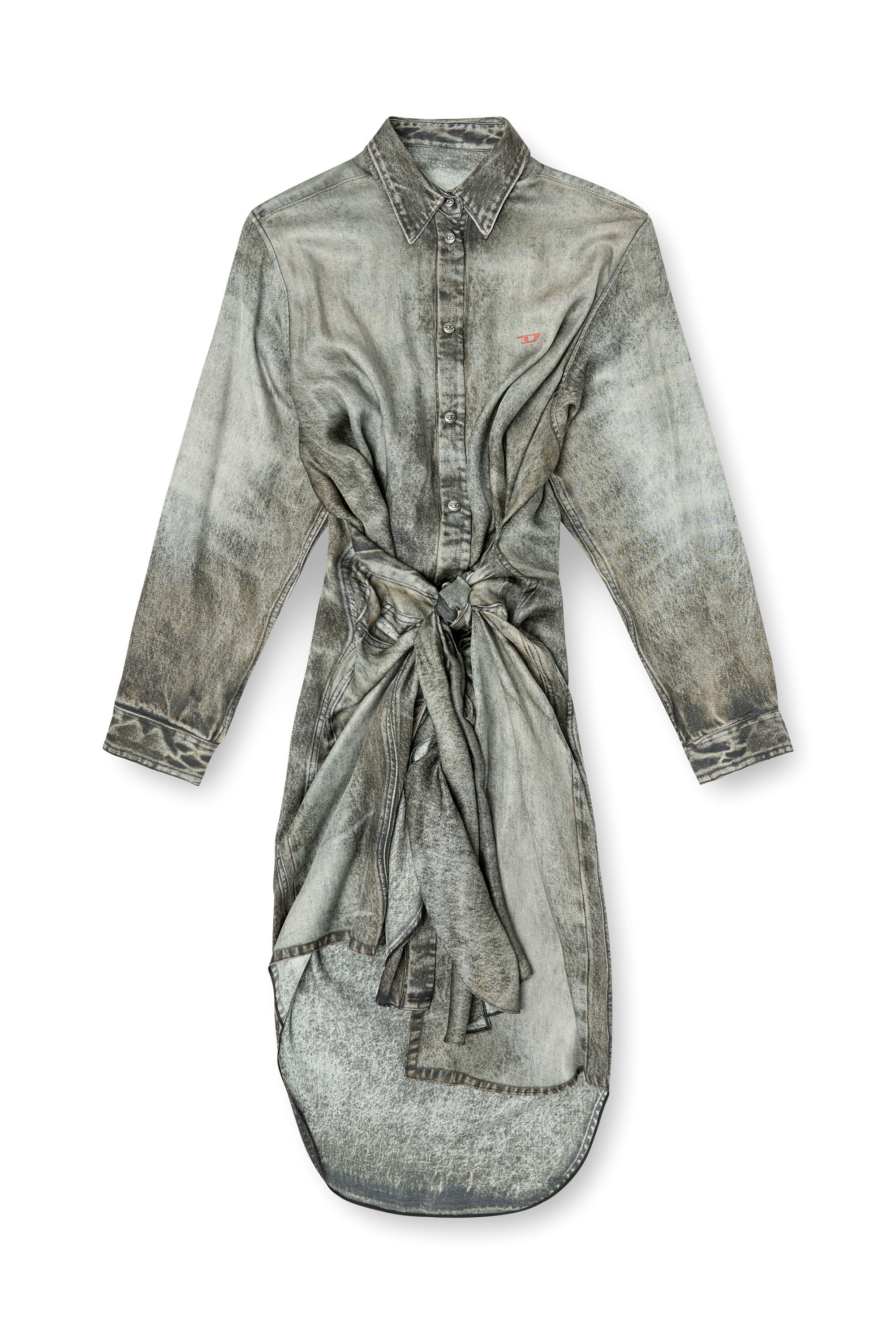 Diesel - D-ILETTA, Female's Wrap dress in denim-look viscose in ダークグレー - 2