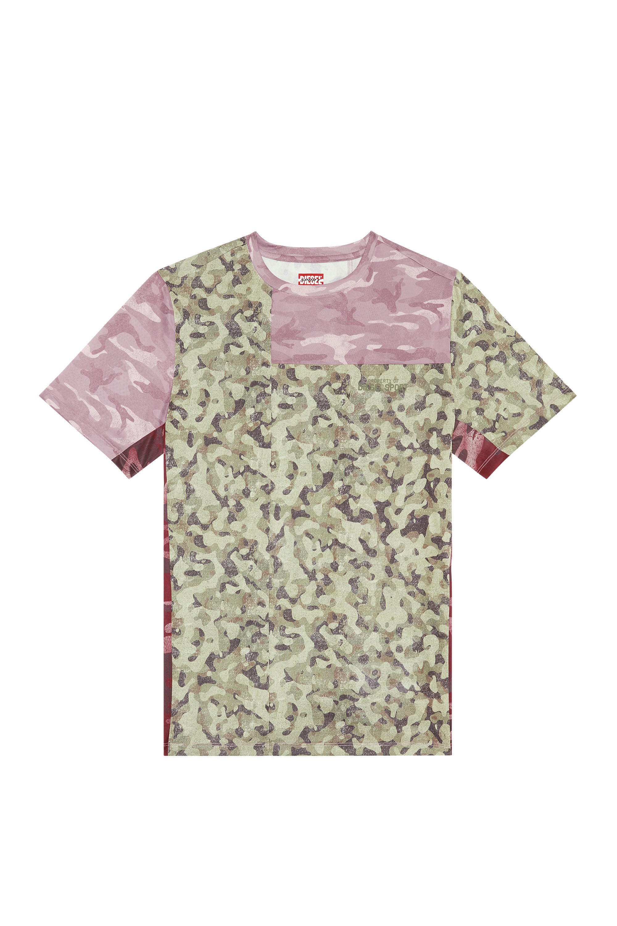 Diesel - AMTEE-MENG-WT09, Male's Tシャツ カモフラ DIESEL SPORT in グリーン/レッド - 2