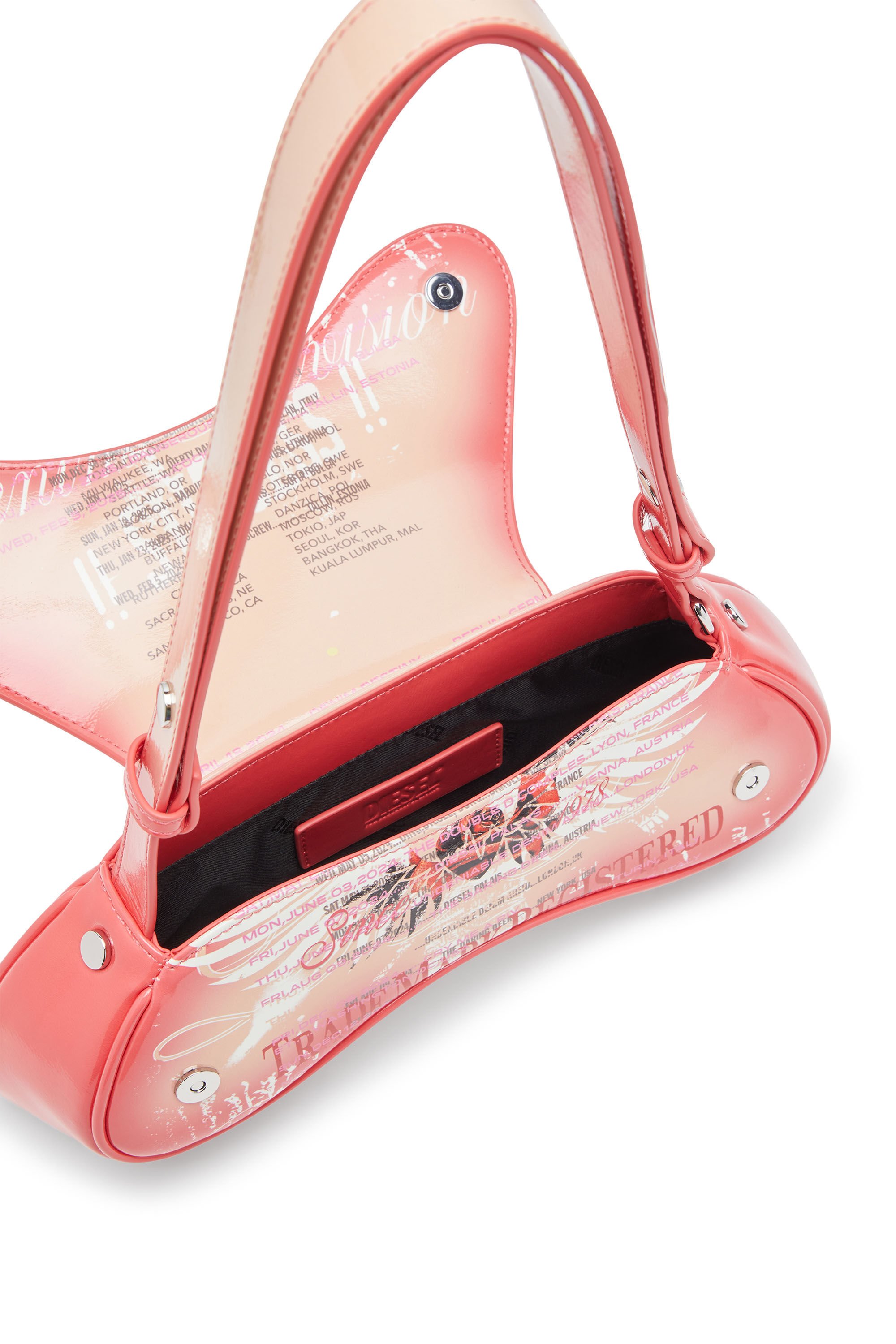Diesel - PLAY CROSSBODY, Female's Play-Shoulder bag in printed glossy PU in ピンク / ホワイト - 5