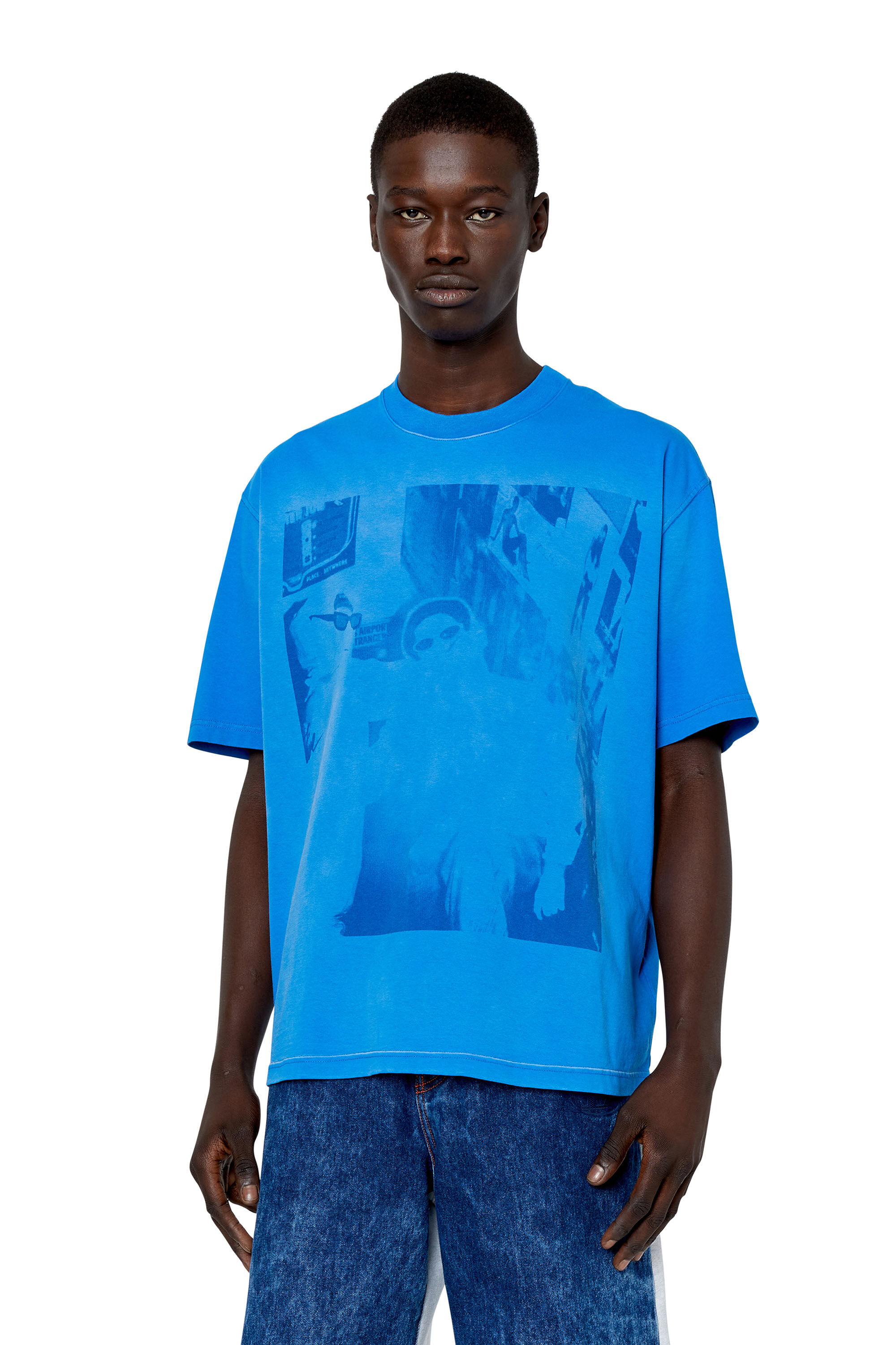 Diesel - T-WASH-G4, Male's フォトプリント Tシャツ in ブルー - 3