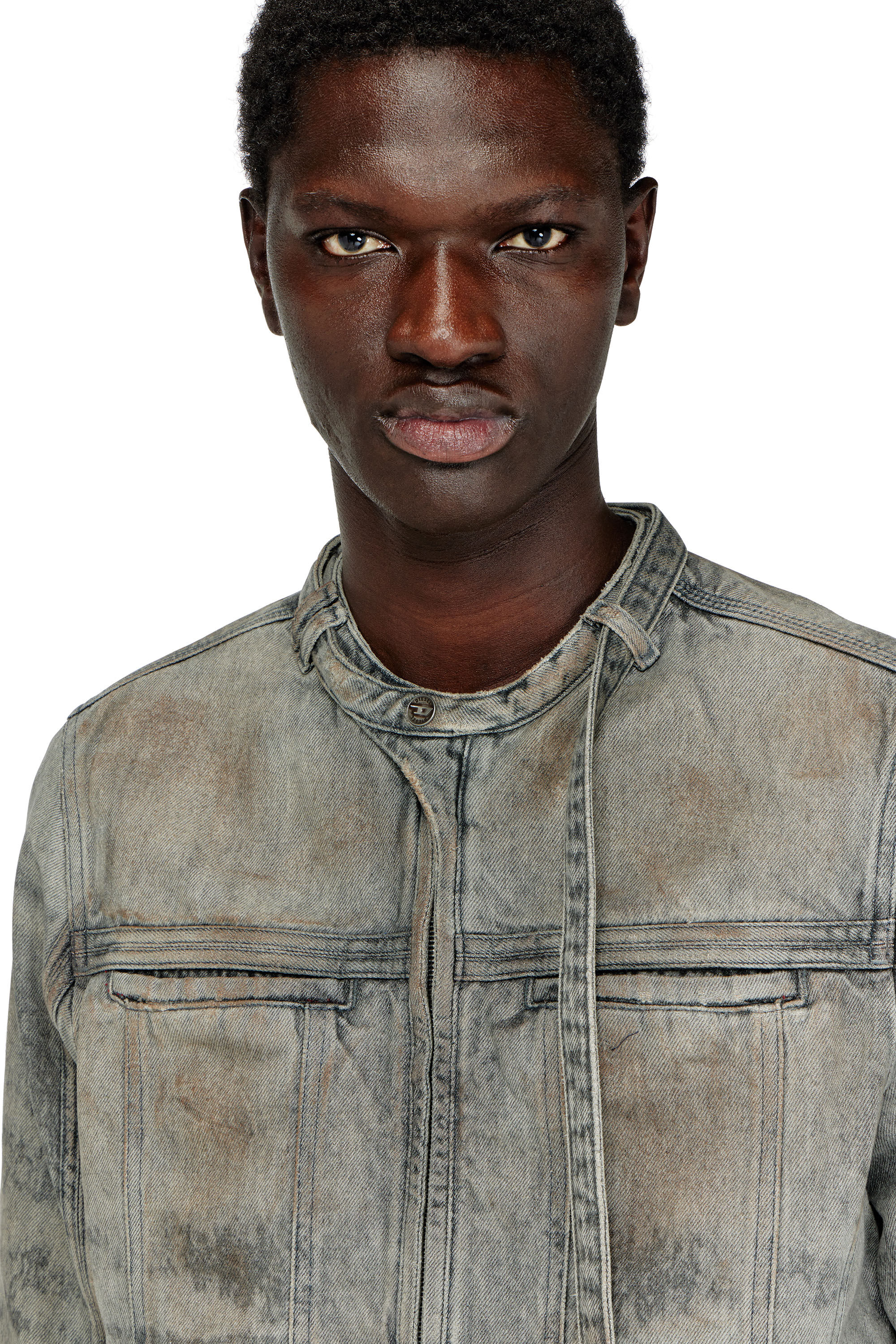 D-VULMAR-FSI Jacket in cotton-hemp satin denim｜グレー｜メンズ｜DIESEL