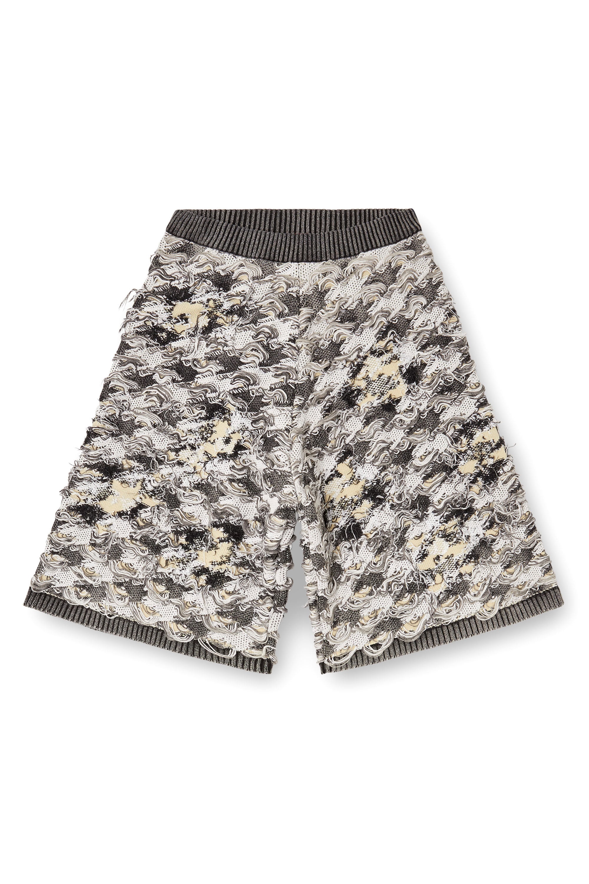 M-VANJA Destroyed houndstooth-jacquard shorts｜マルチカラー