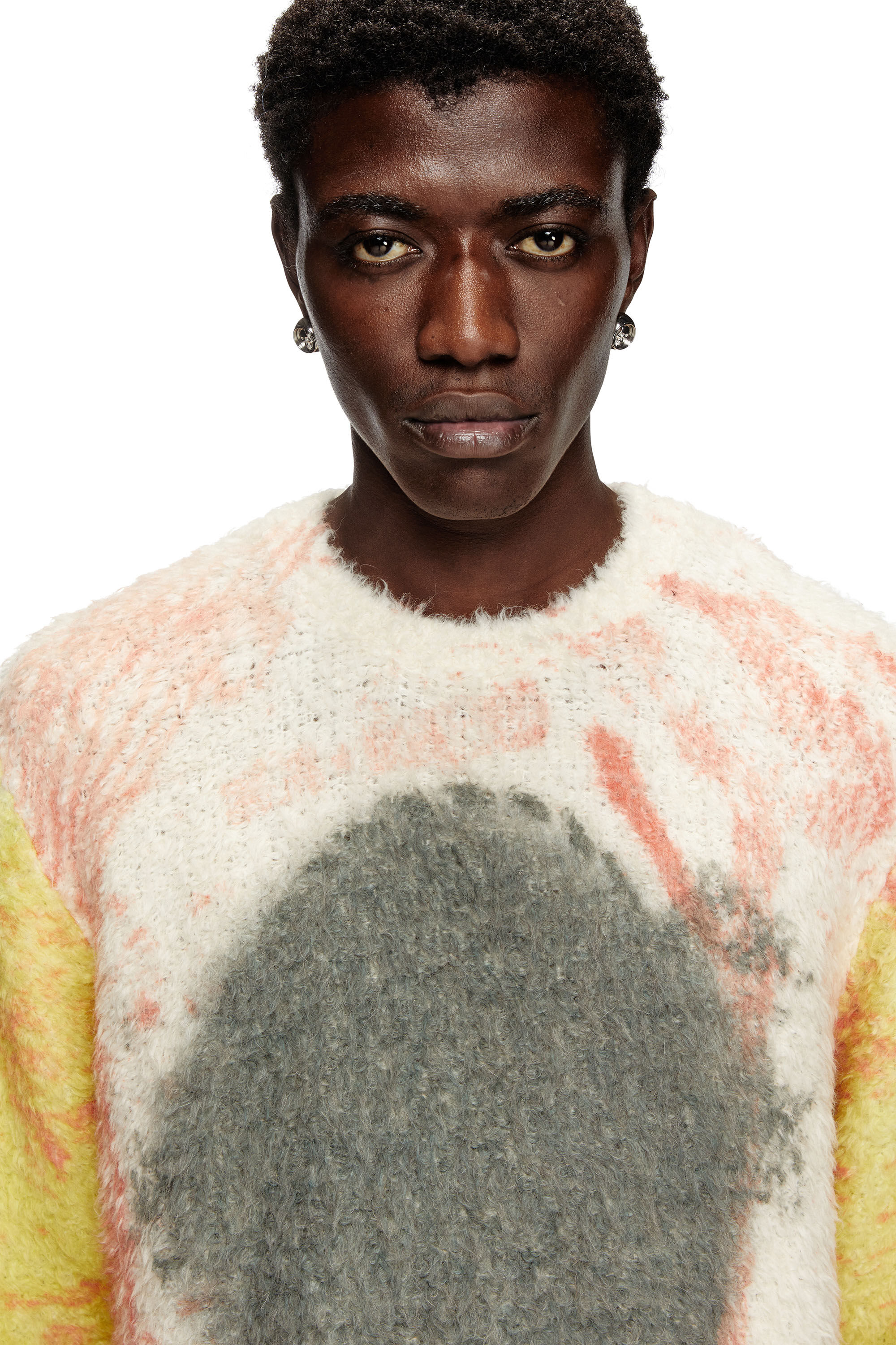 Diesel - K-MUNARI, Male's Alpaca-blend jumper with Pop print in レッド/イエロー - 4