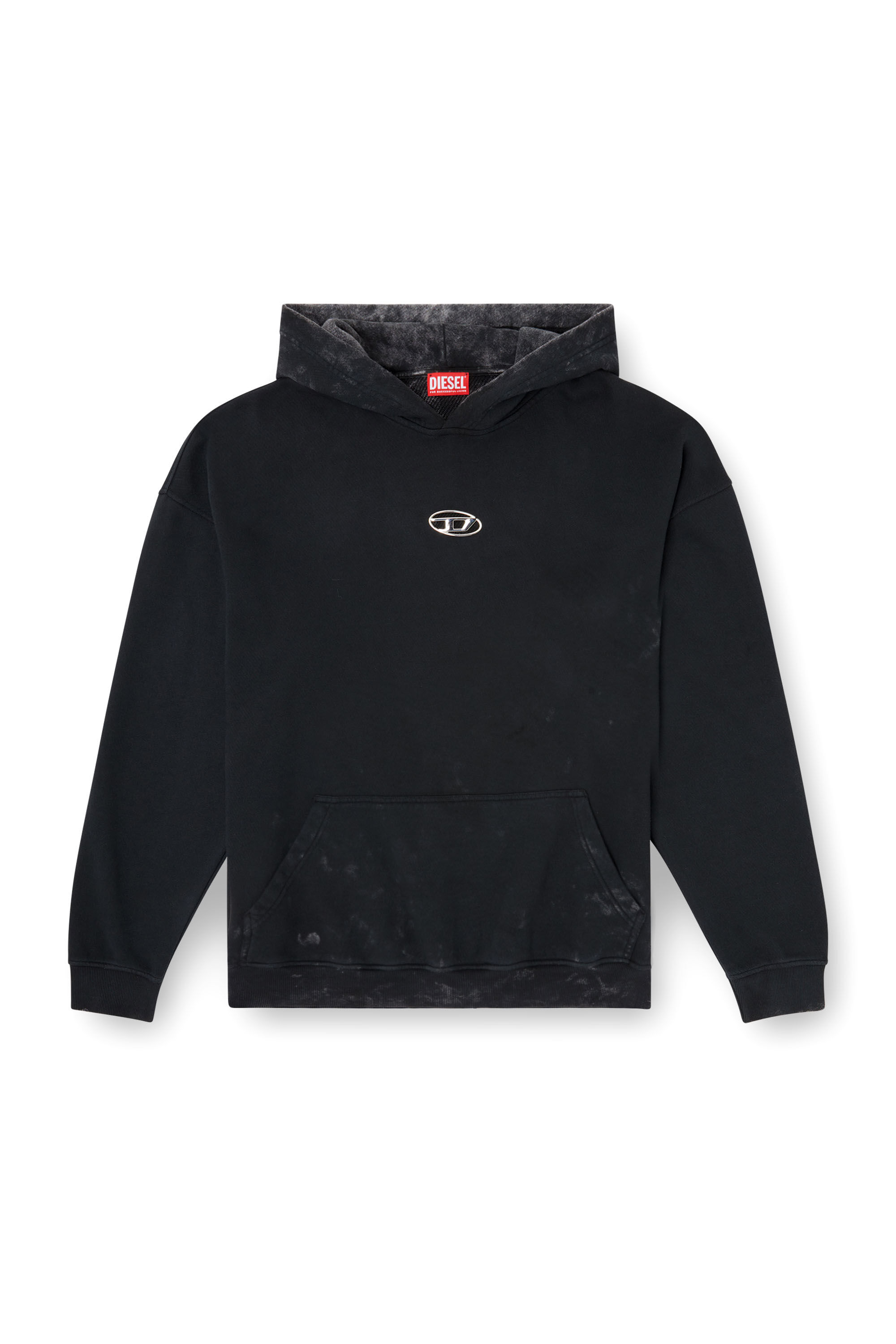 Diesel - S-BOXT-HOOD-T10, Male's Hoodie with cut-out metal Oval D in ブラック - 2