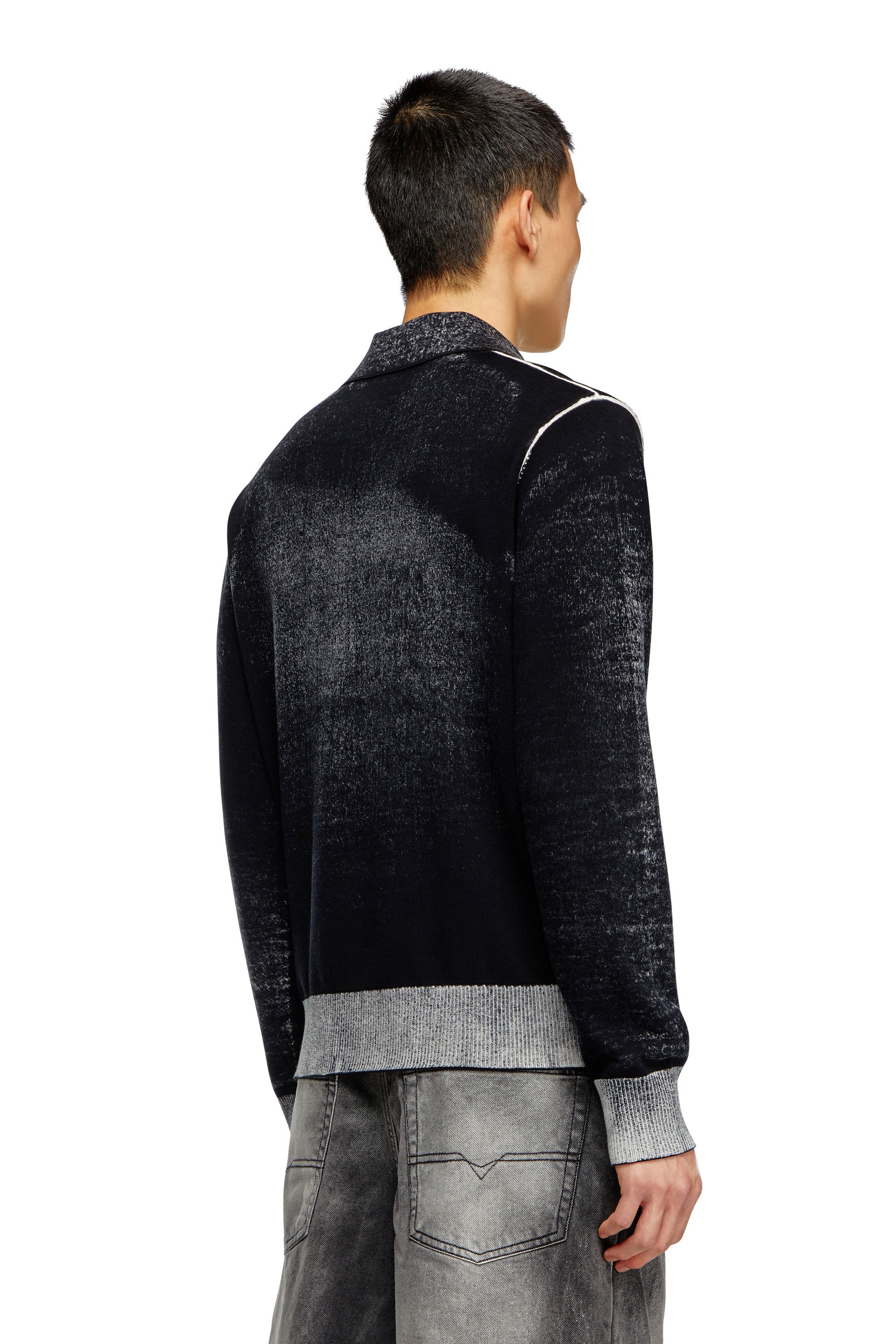 Diesel - K-LORENZO, Male's Reverse-print polo jumper in ブラック - 5