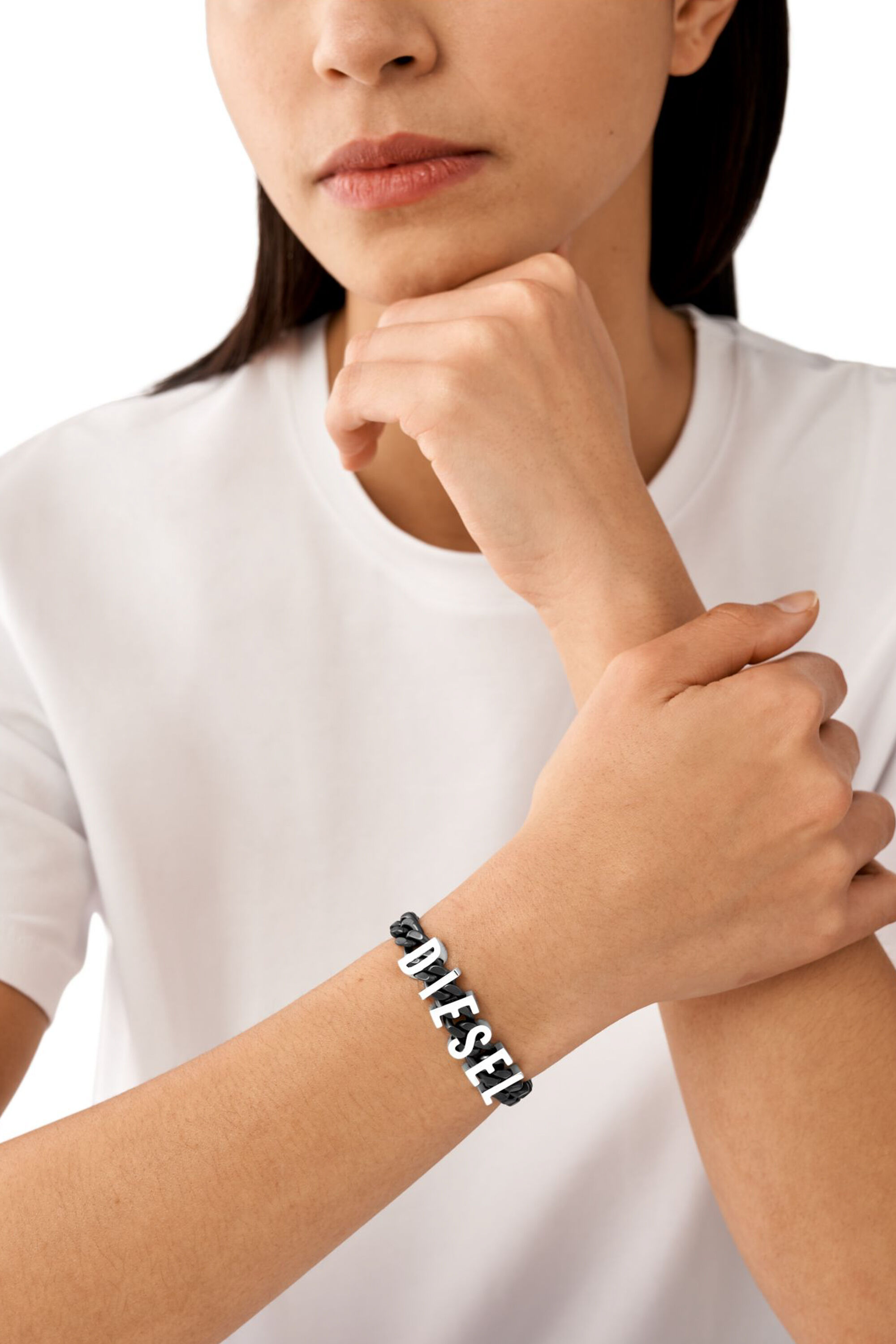 DX1486 Two-Tone stainless steel chain bracelet｜ブラック｜ウィメンズ｜DIESEL