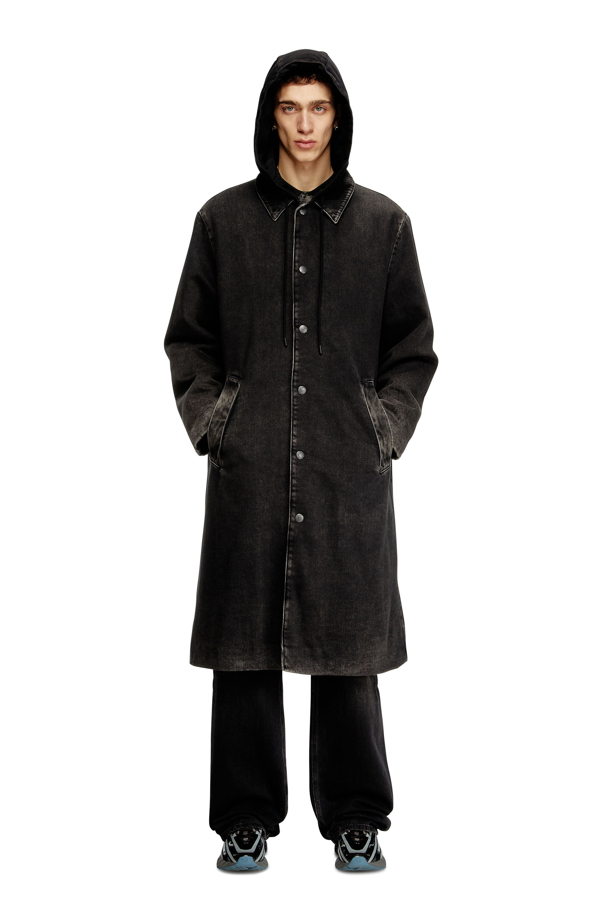 Diesel - D-JAKO-S, Male's Hybrid coat in denim and jersey in ブラック - 3