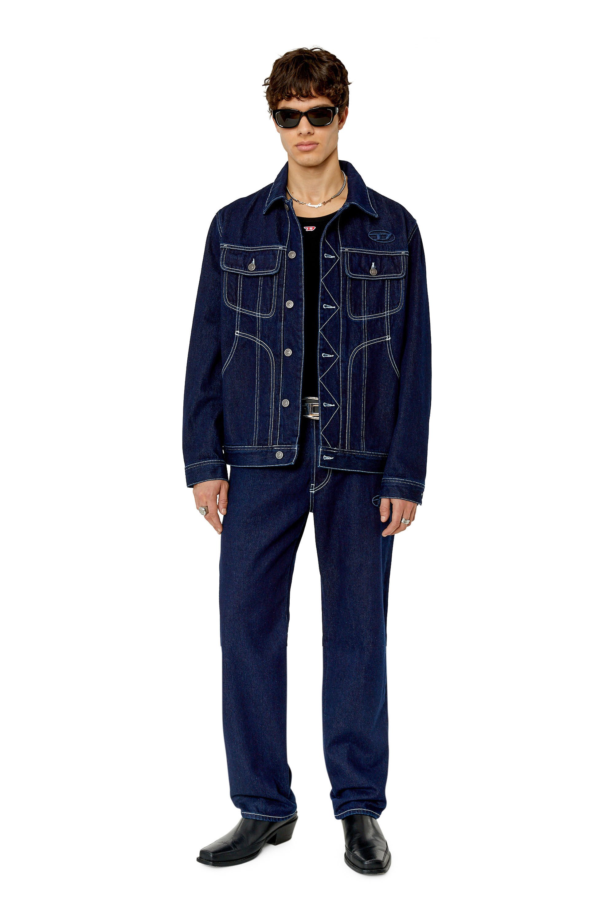Diesel - D-RILEY, Unisex's デニムジャケット オーバルロゴ in ダークブルー - 1