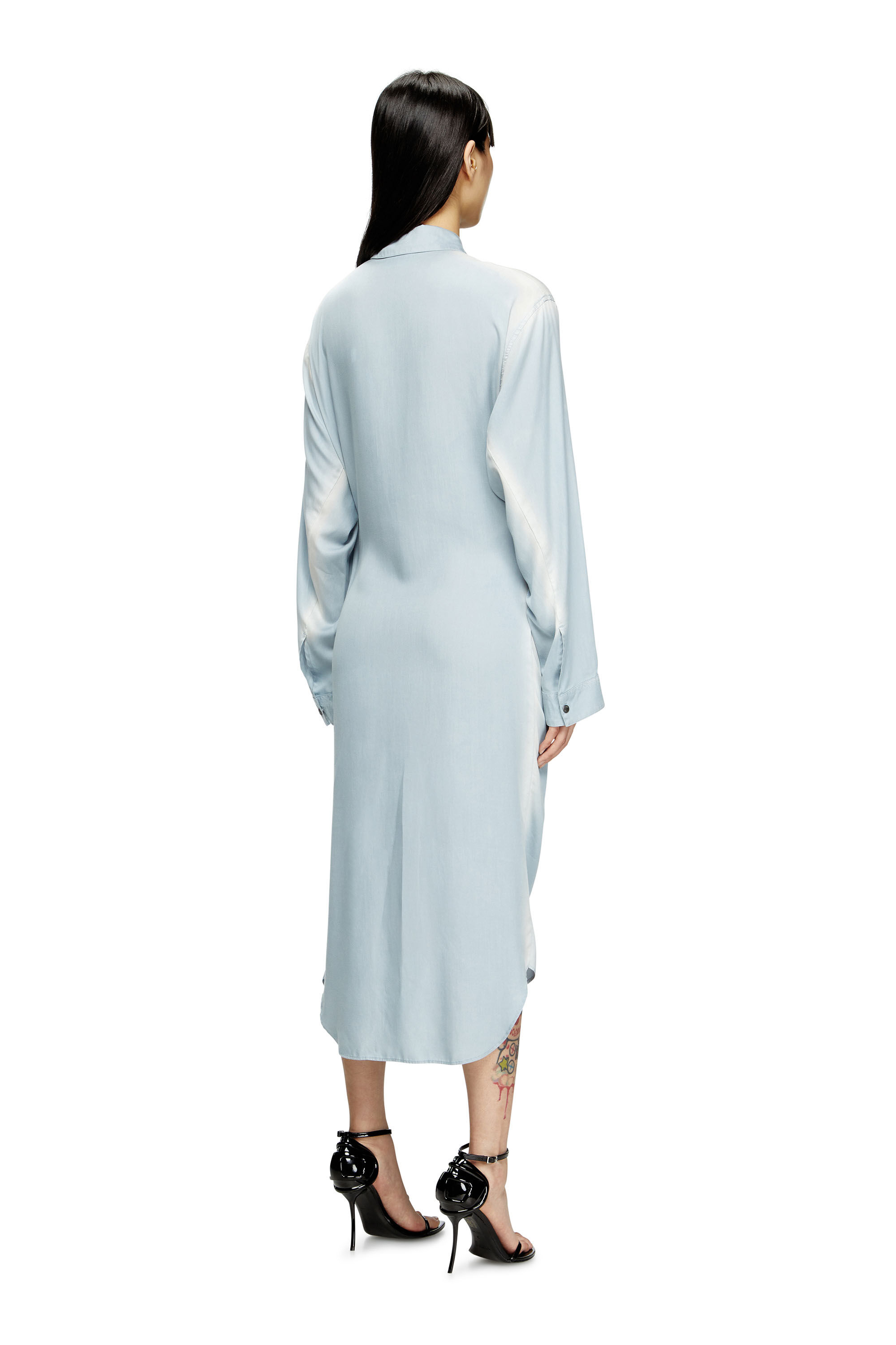 Diesel - D-ILETTA-R1, Female's Wrap shirt dress in treated twill in ライトブルー - 3
